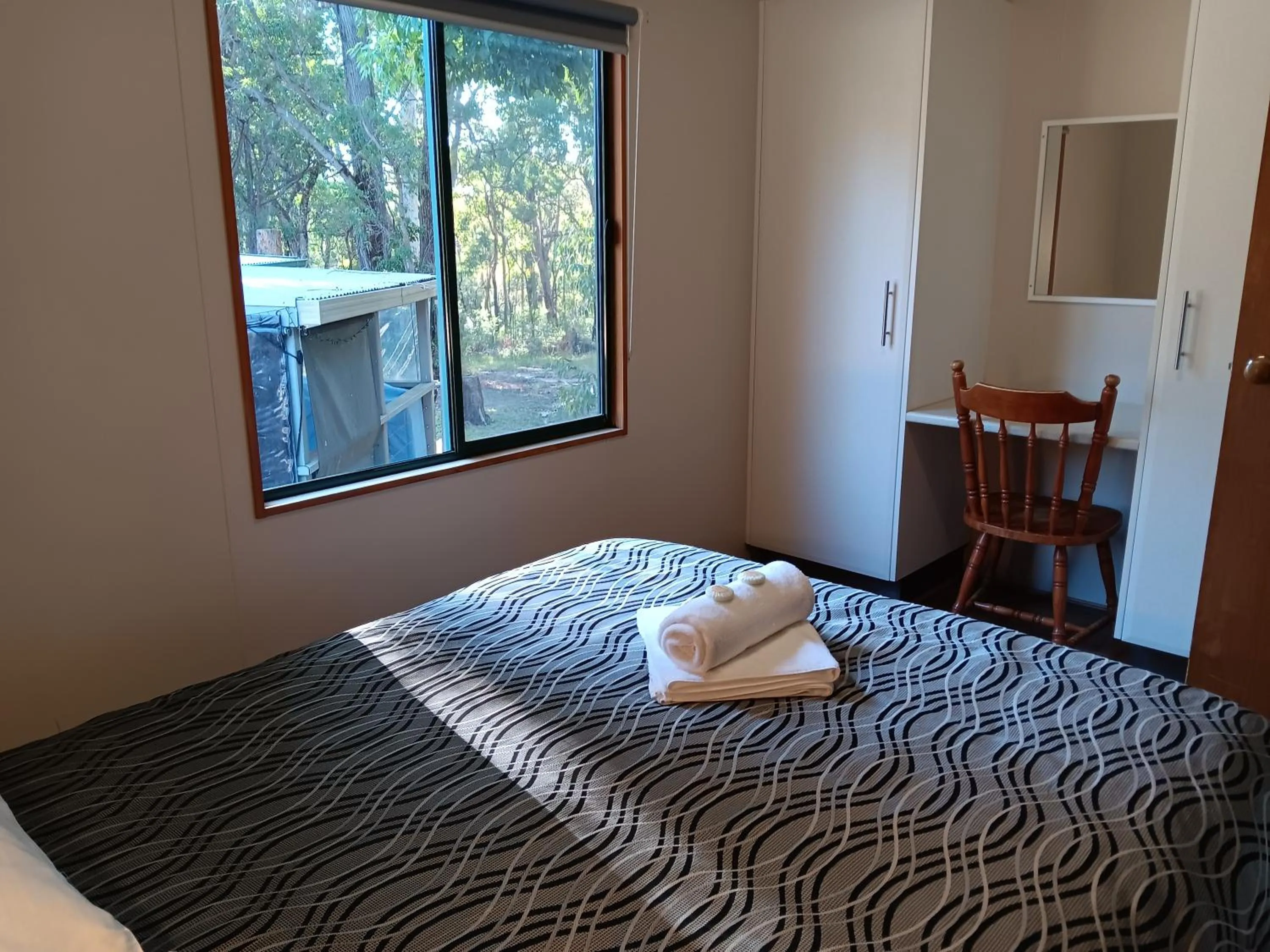 Bed in Mallacoota's Shady Gully Caravan Park