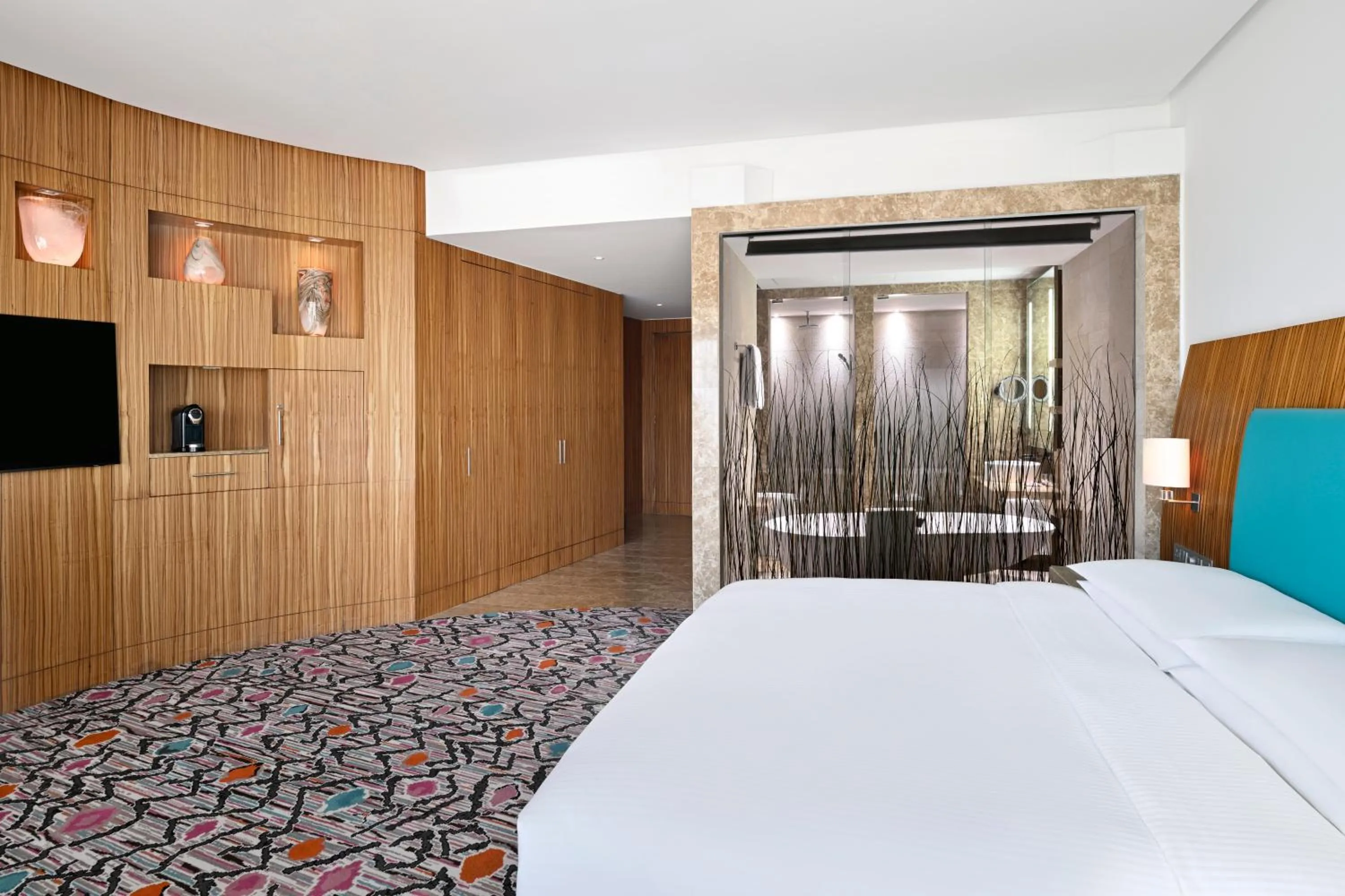 View (from property/room), Bed in Andaz Capital Gate Abu Dhabi, By Hyatt