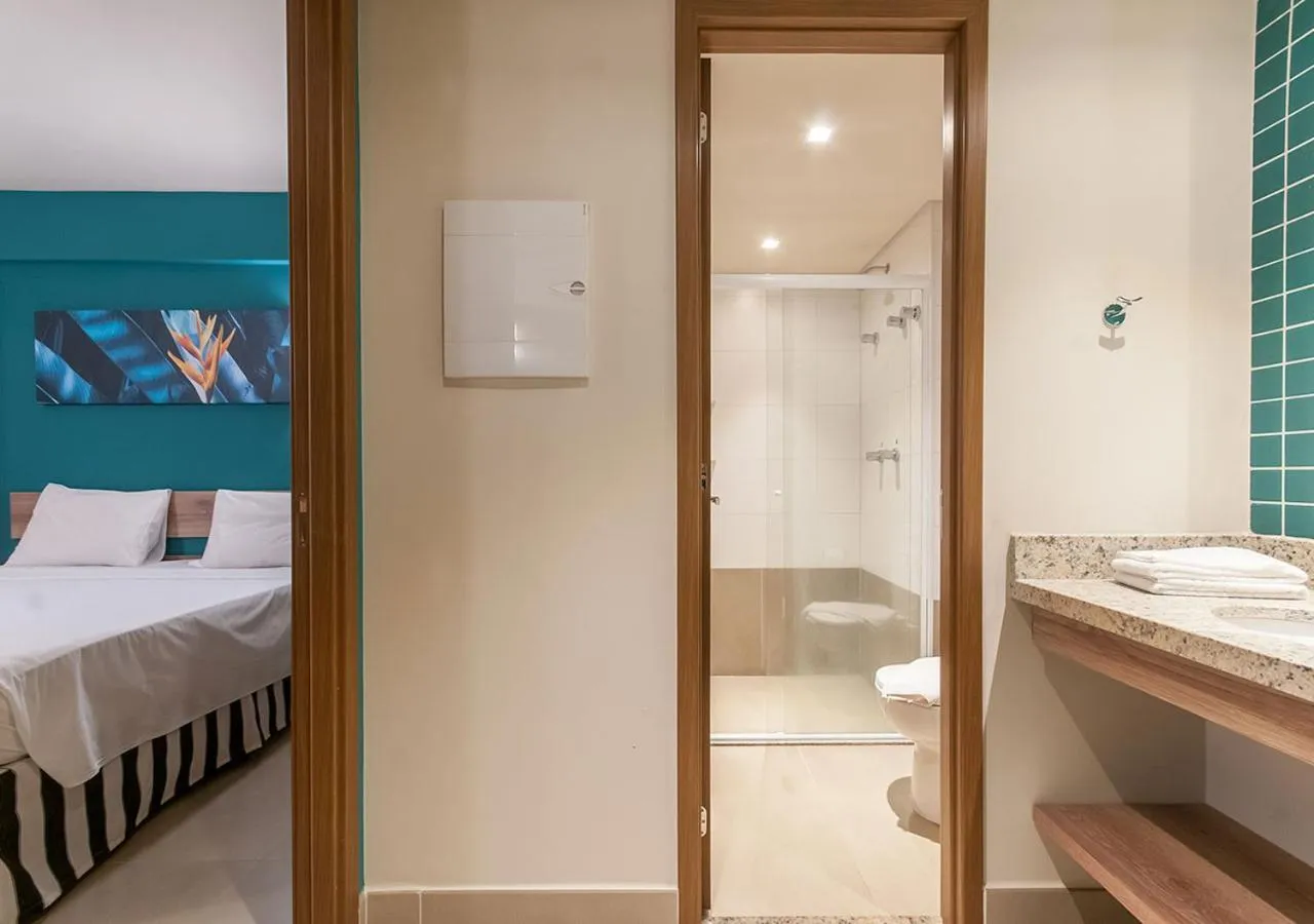 Bathroom, Bed in Enjoy Olimpia Park Resort