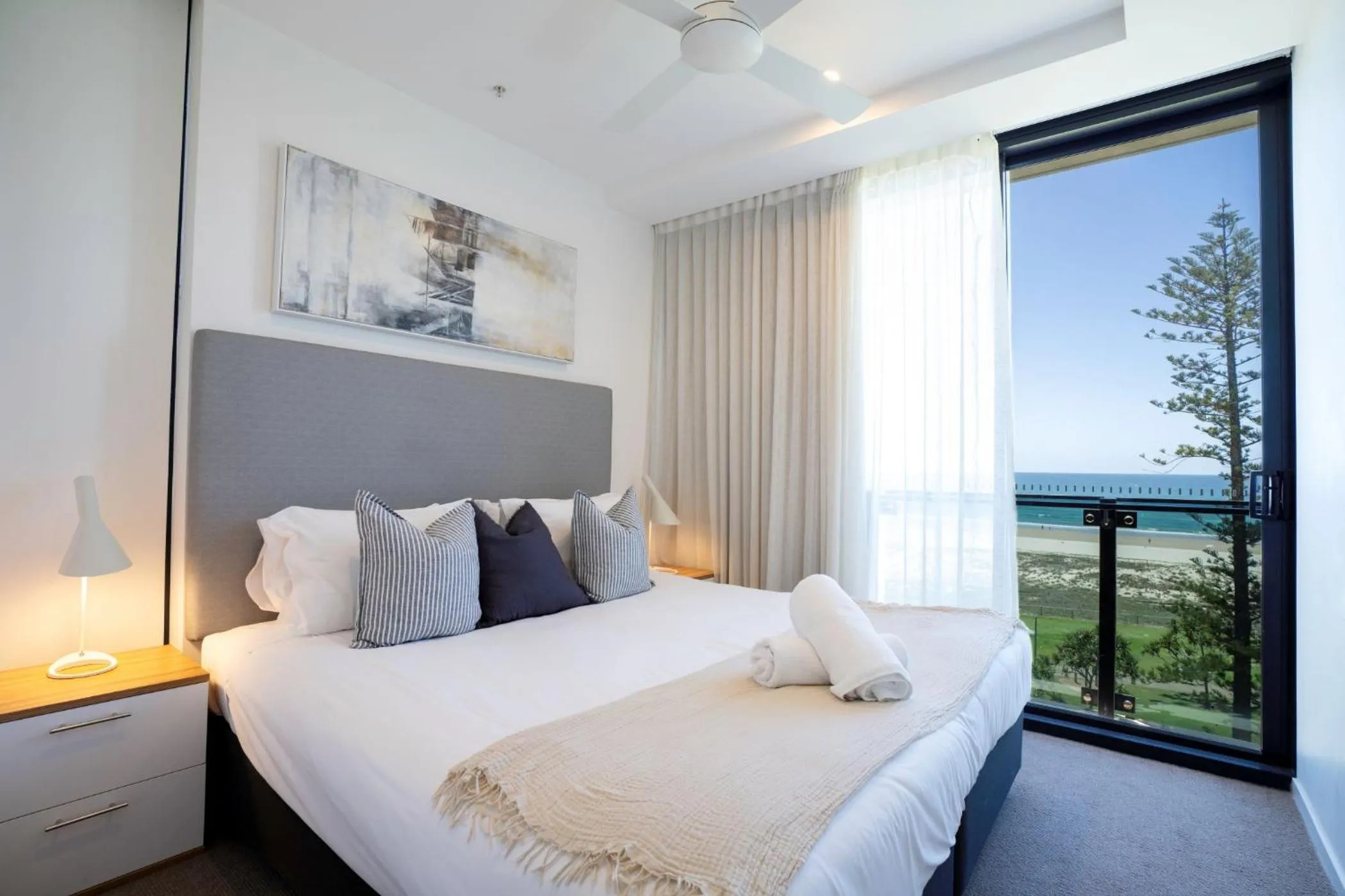 Bed in Iconic Kirra Beach Resort