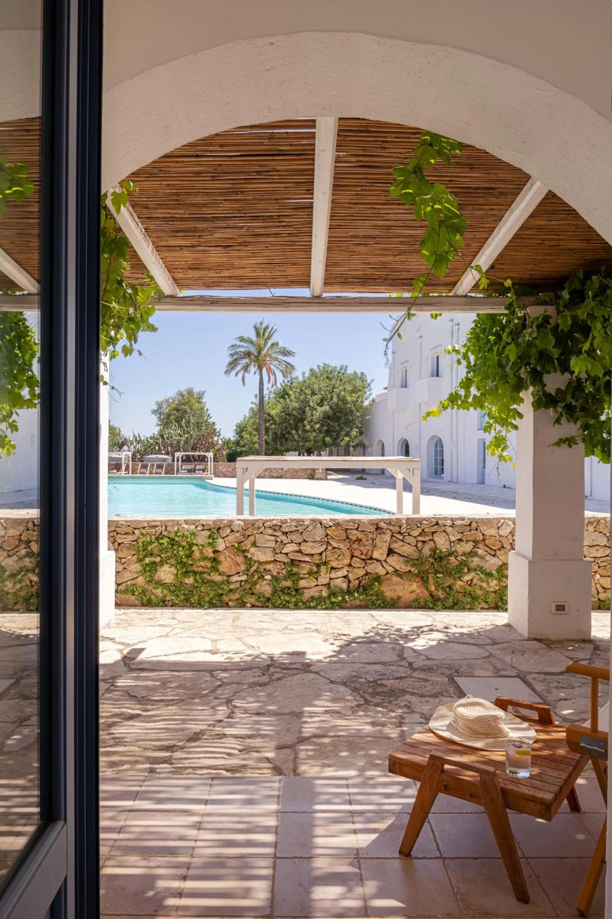 Pool view in Masseria Malvindi