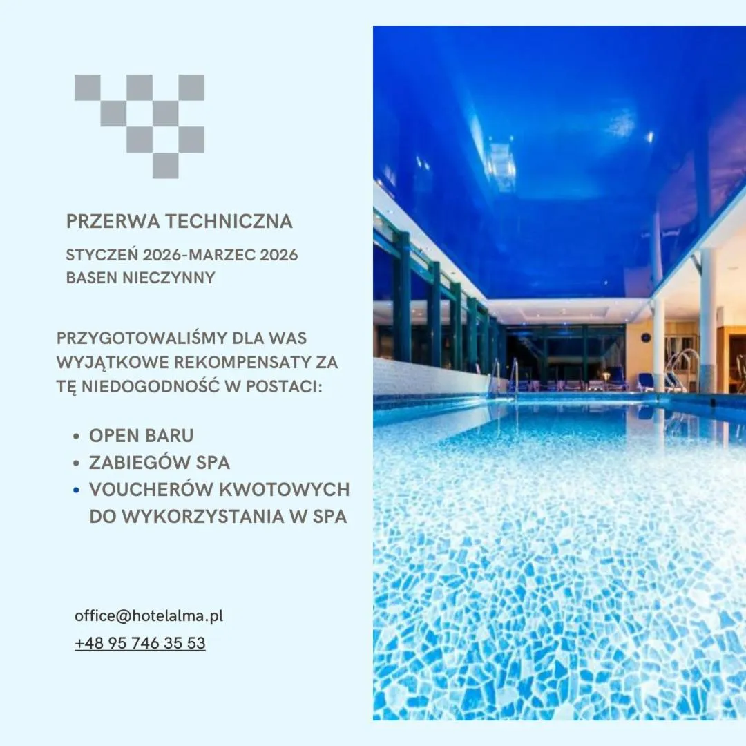 Swimming pool in SPA Barlinek, Hotel Alma & SPA - UWAGA - styczen do marzec 2026 basen nieczynny!