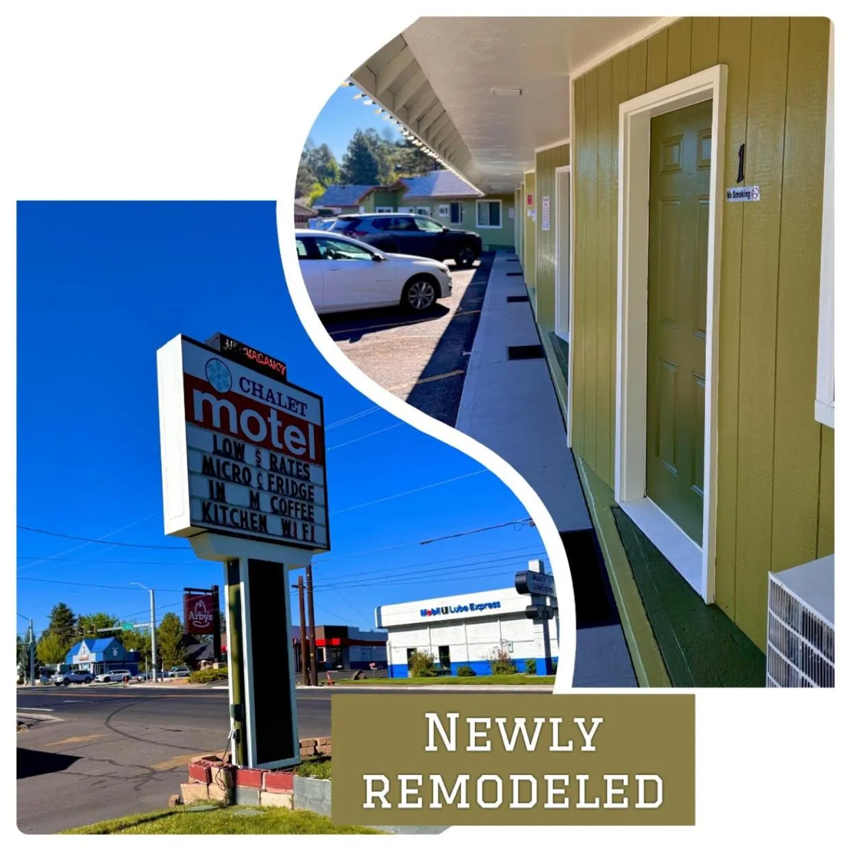 Property building in Chalet Motel - Affordable Stay in Central Bend
