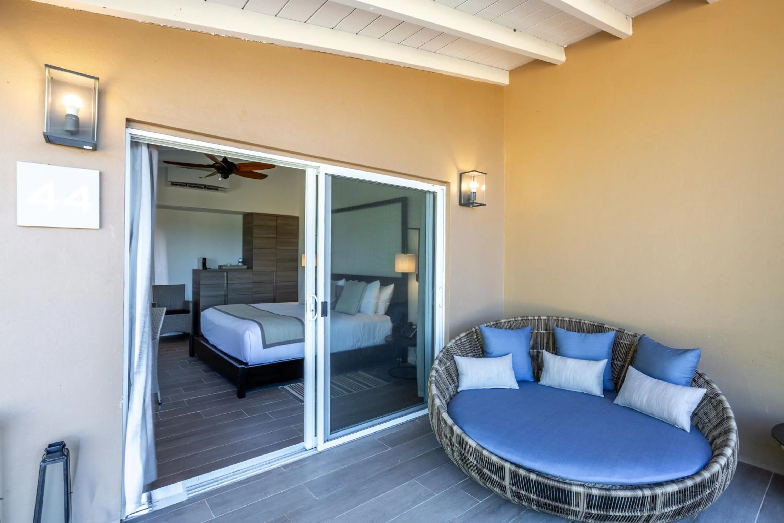 Patio, Bed in Wyndham Tortola BVI Lambert Beach Resort