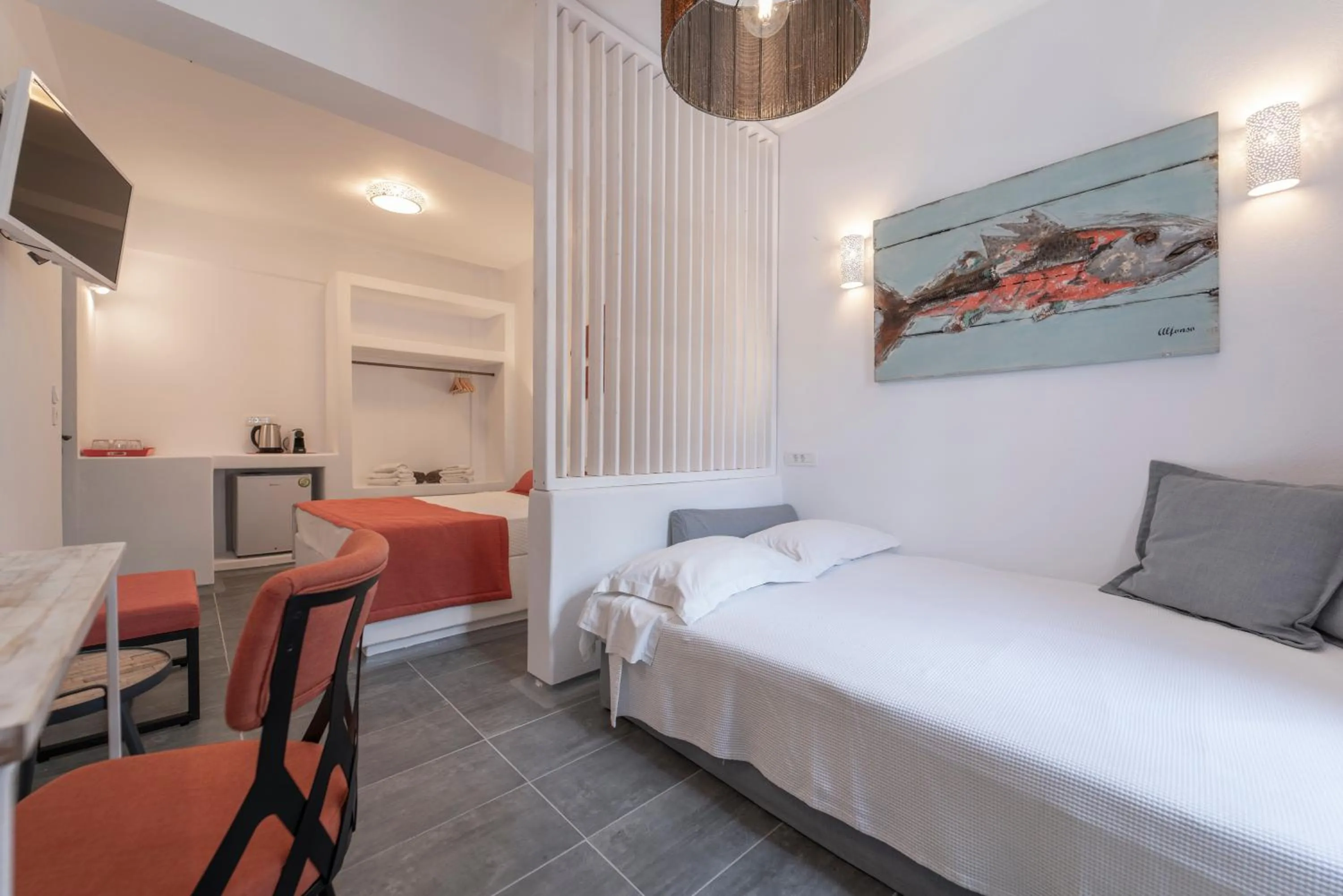 Bed in Black Coast Santorini