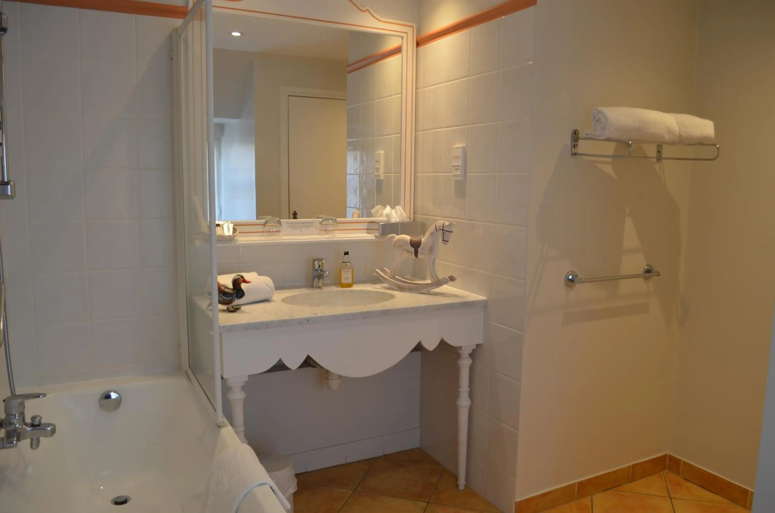 Shower in Logis Hôtel Auberge du Cheval Blanc