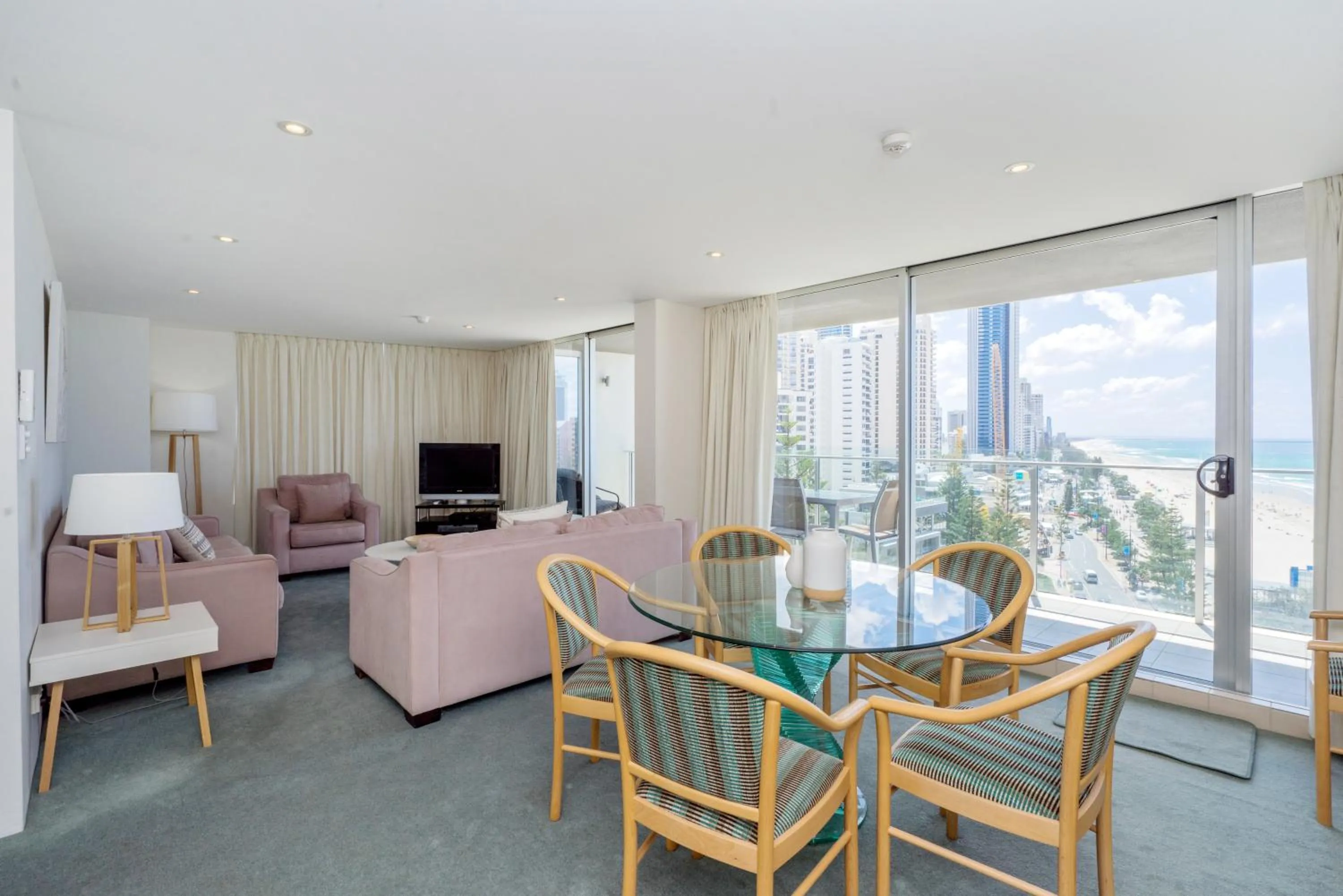 Communal lounge/ TV room in One The Esplanade Apartments on Surfers Paradise