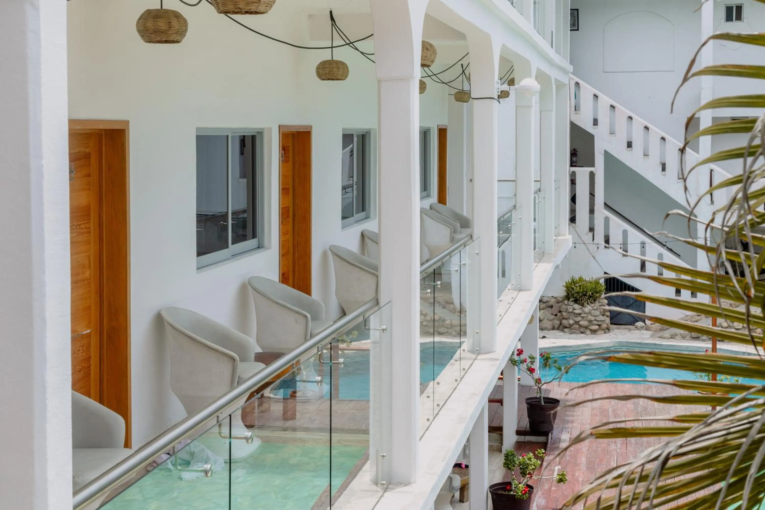 Pool view in Bungalows Zicatela