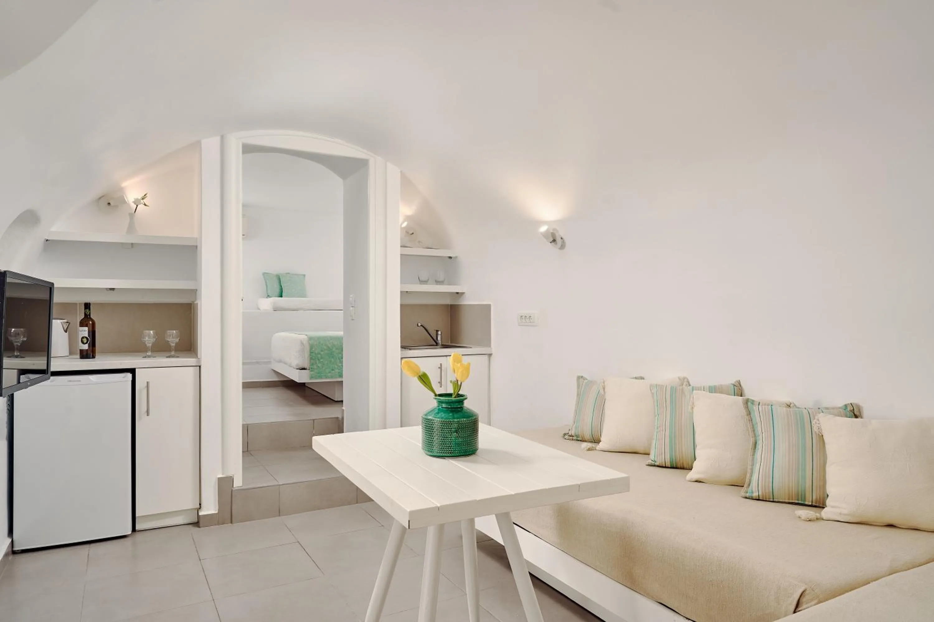 Living room in Santorini Mansion at Imerovigli