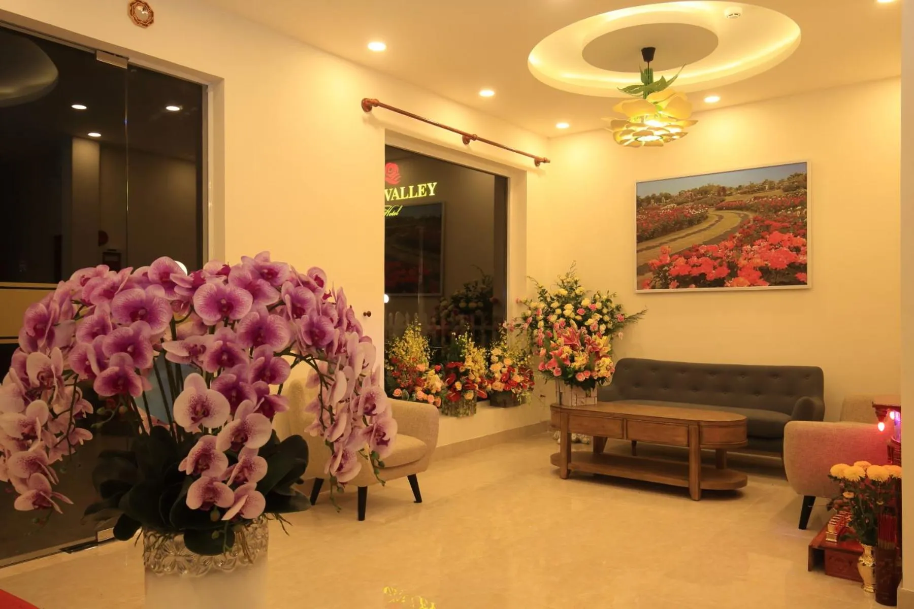 Communal lounge/ TV room in Rose Valley Hotel Da Lat Vietnam