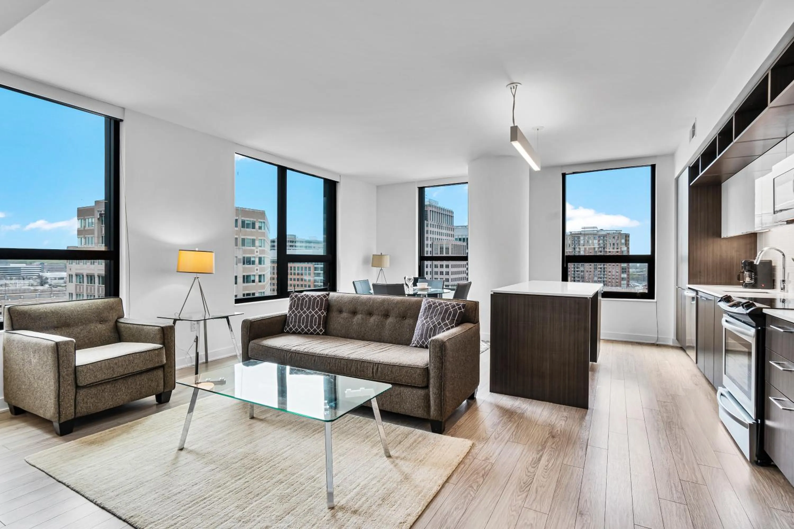 Living room in Global Luxury Suites at Reston Town Center