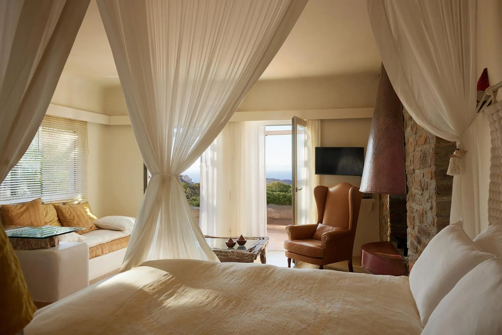Bed in Aigis Suites Kea