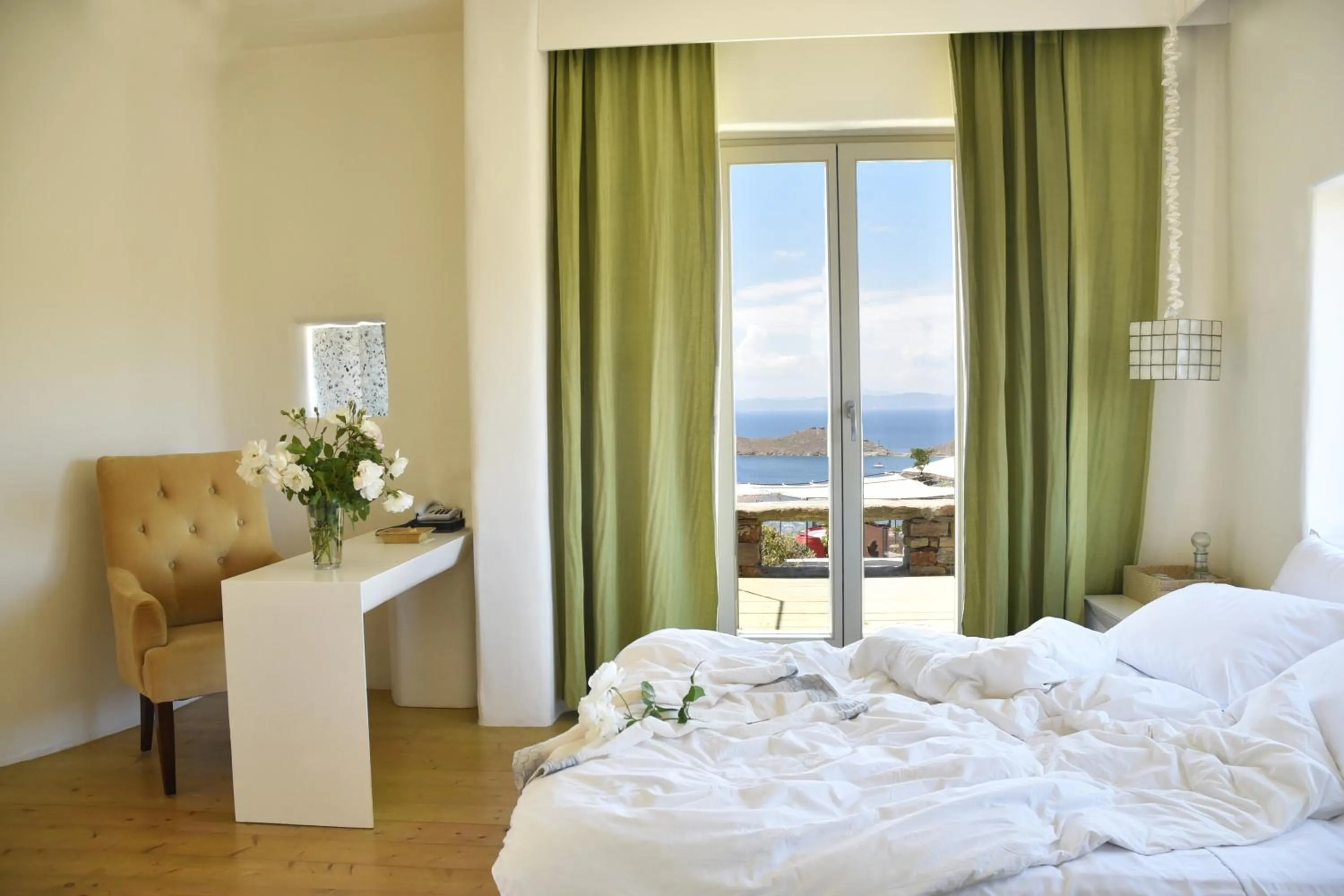 Pool view, Bed in Aigis Suites Kea