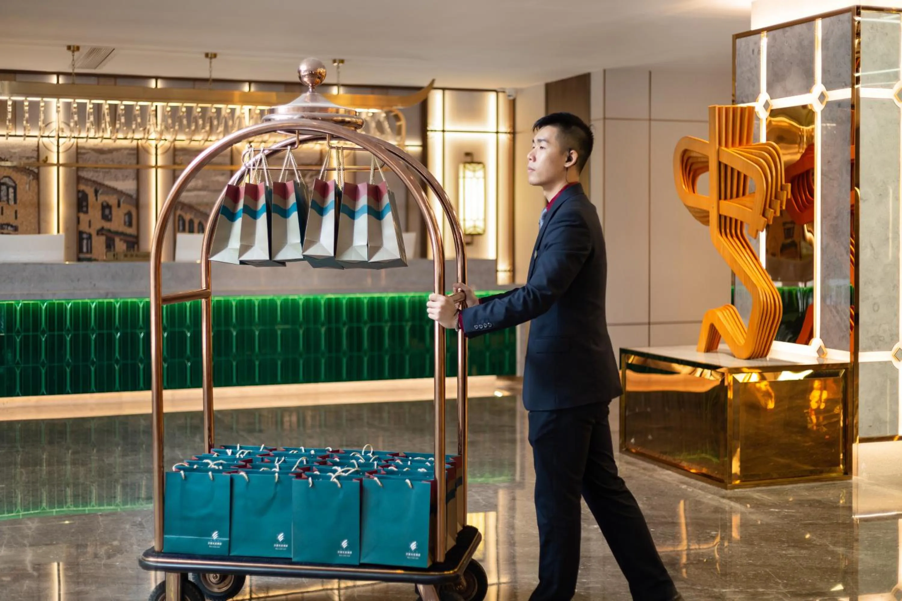 Lobby or reception in Guangzhou Wogo Yuanbao Hotel-Zhujiang New Town