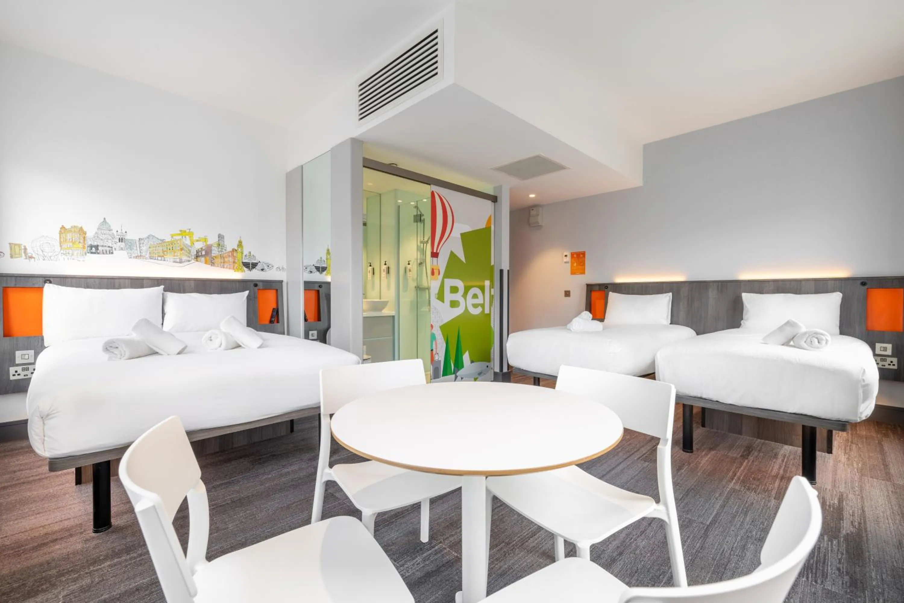 Seating area in easyHotel Belfast