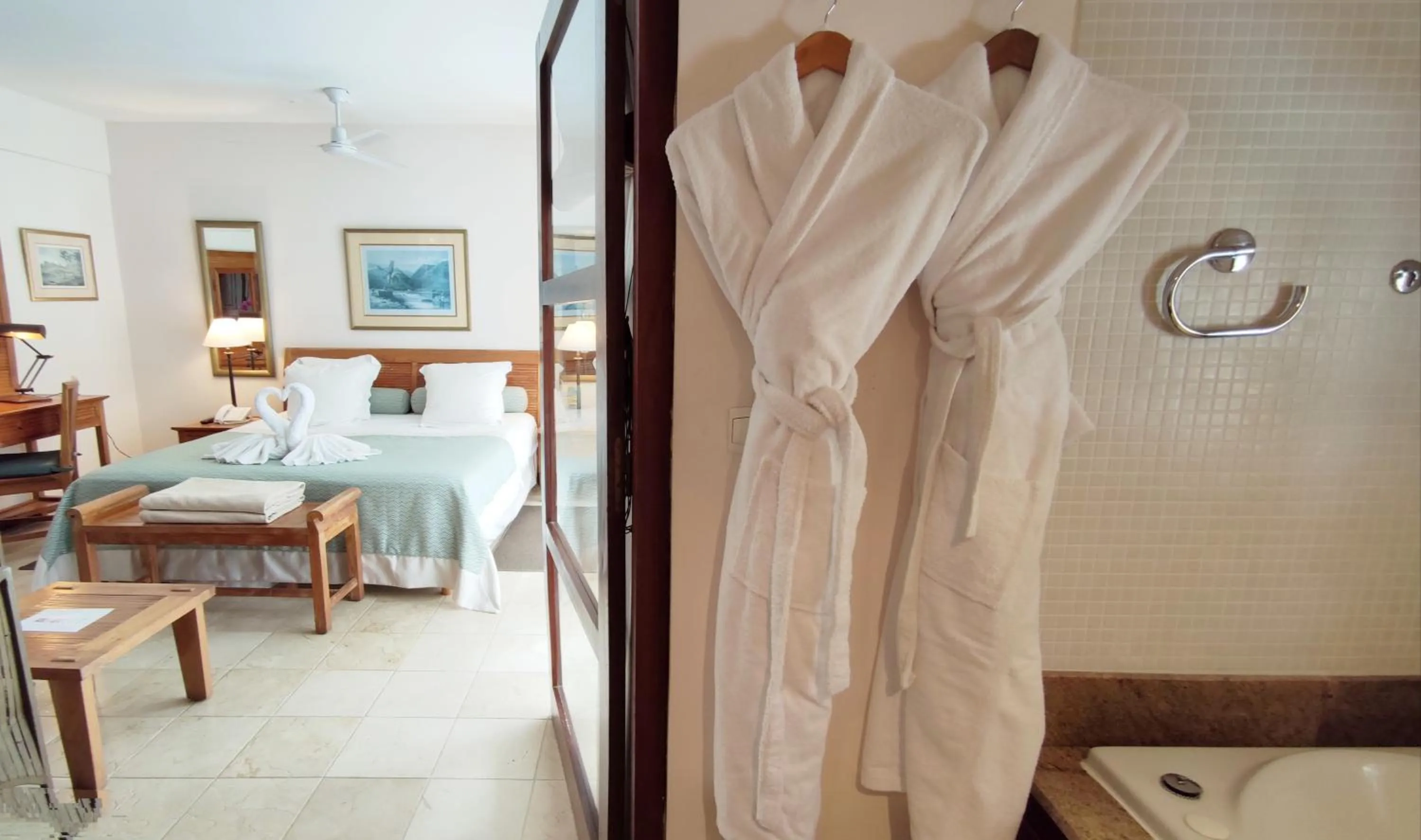 Bathroom, Bed in Le Saint Alexis **** Hotel & Spa