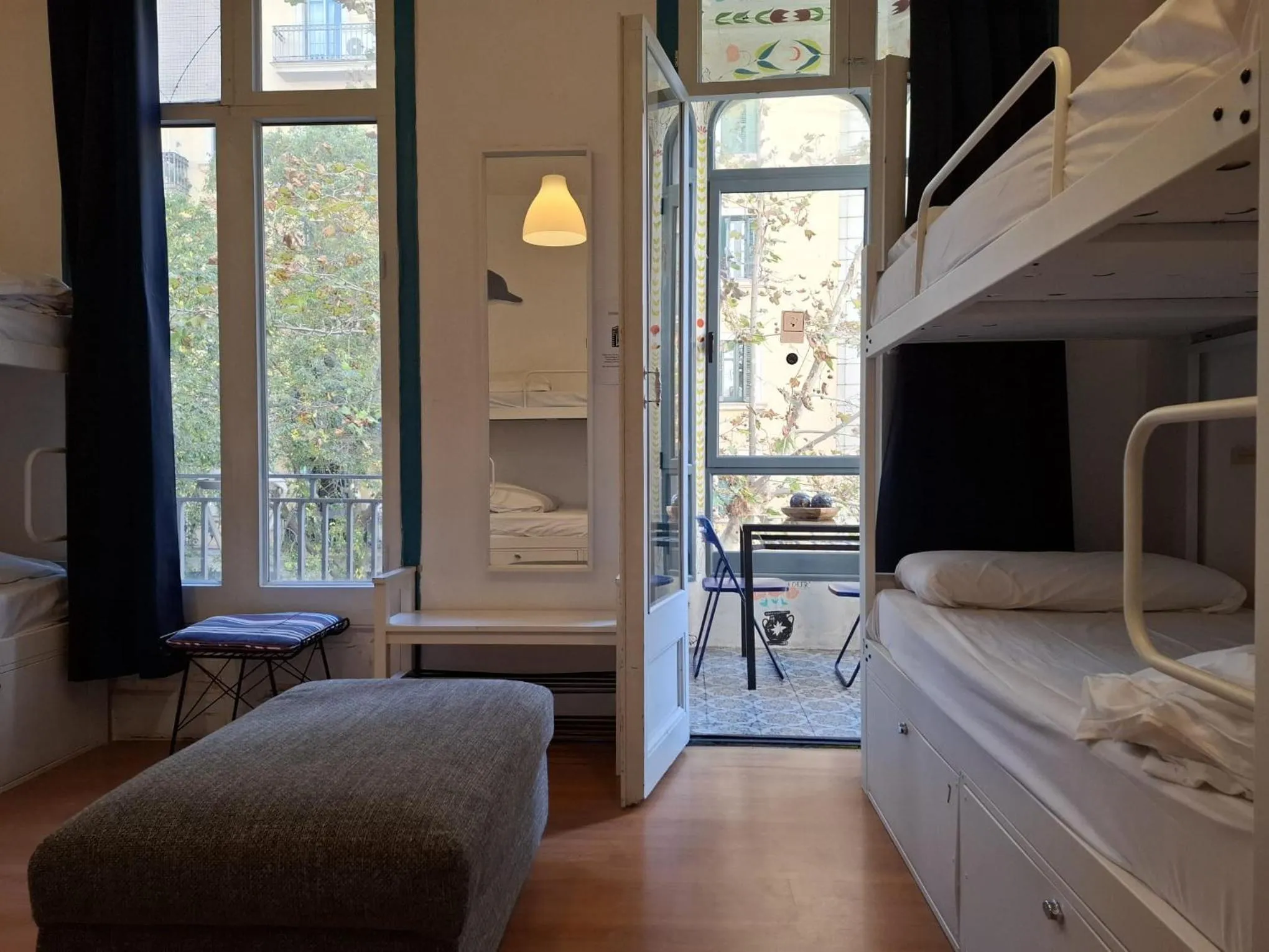 Balcony/Terrace, Bed in Mediterranean Hostel Barcelona