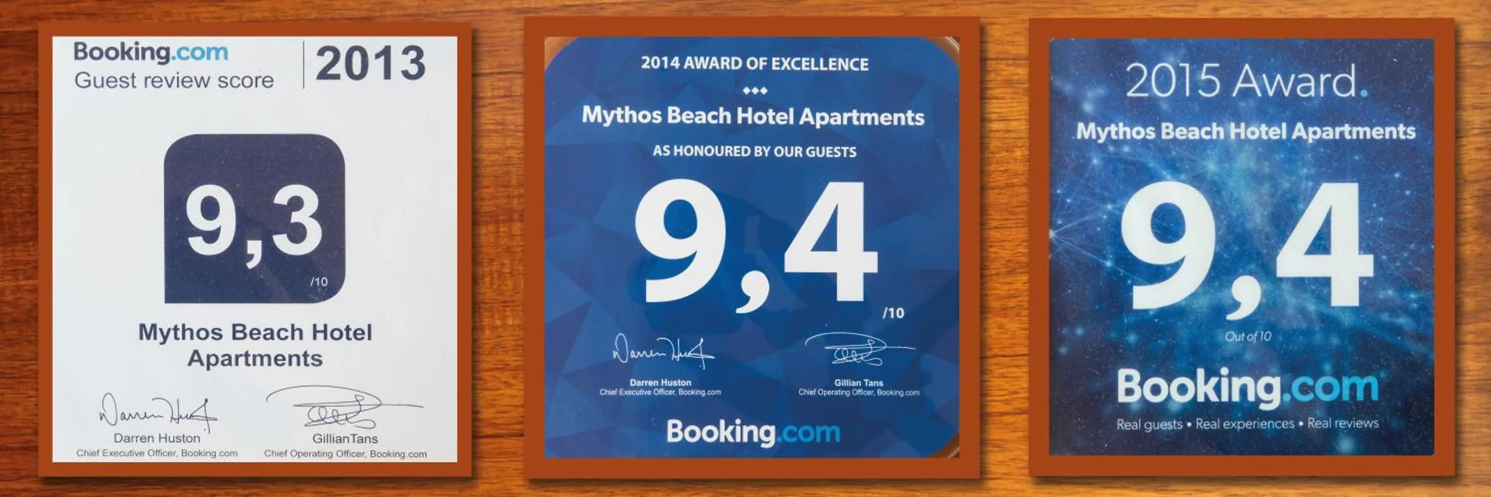 Certificate/Award in Mythos Beach Hotel Apartments