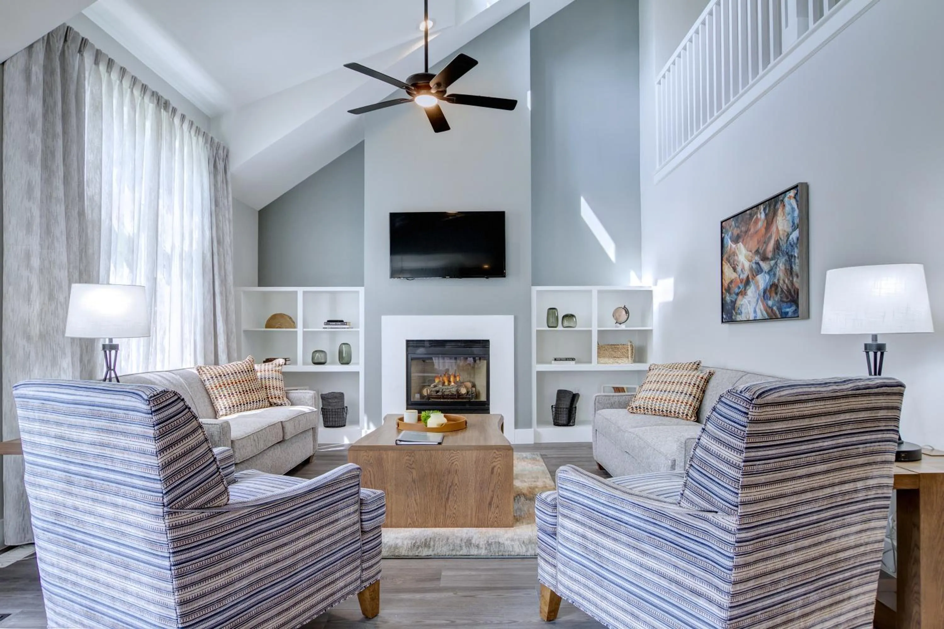 Living room in Pocono Mountain Villas by Exploria Resorts
