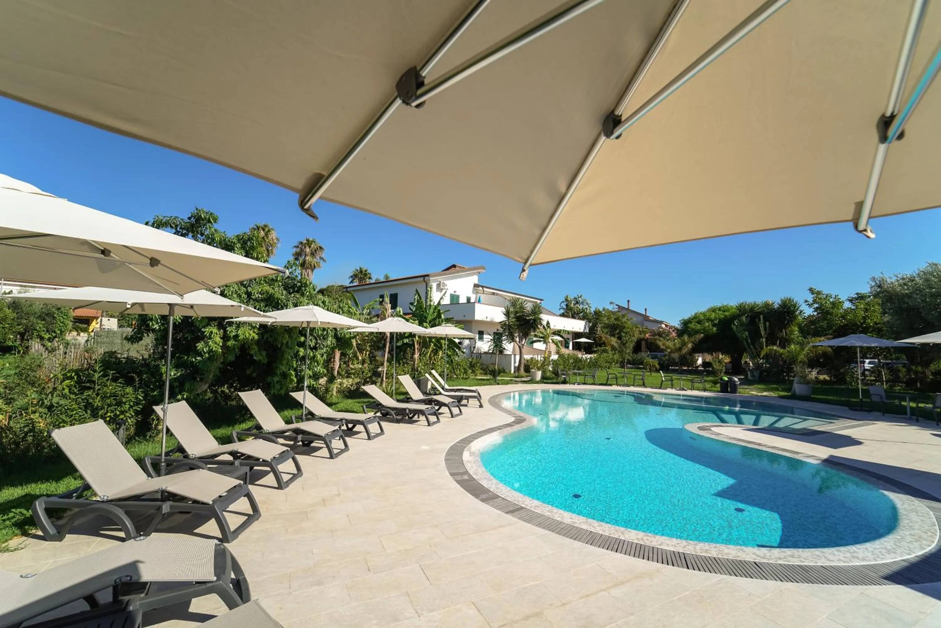 Pool view in Europa rooms and restaurant
