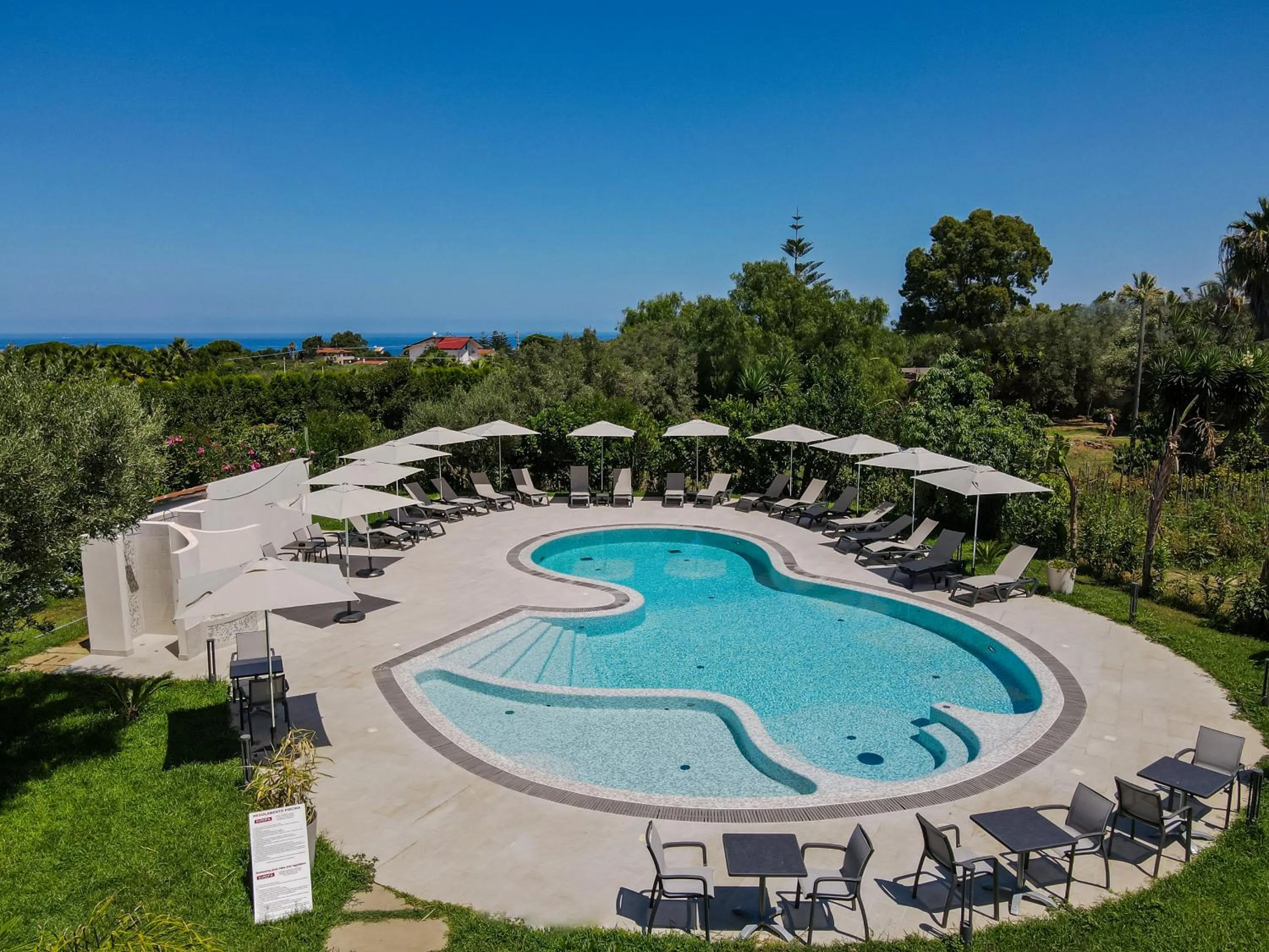 Pool view in Europa rooms and restaurant