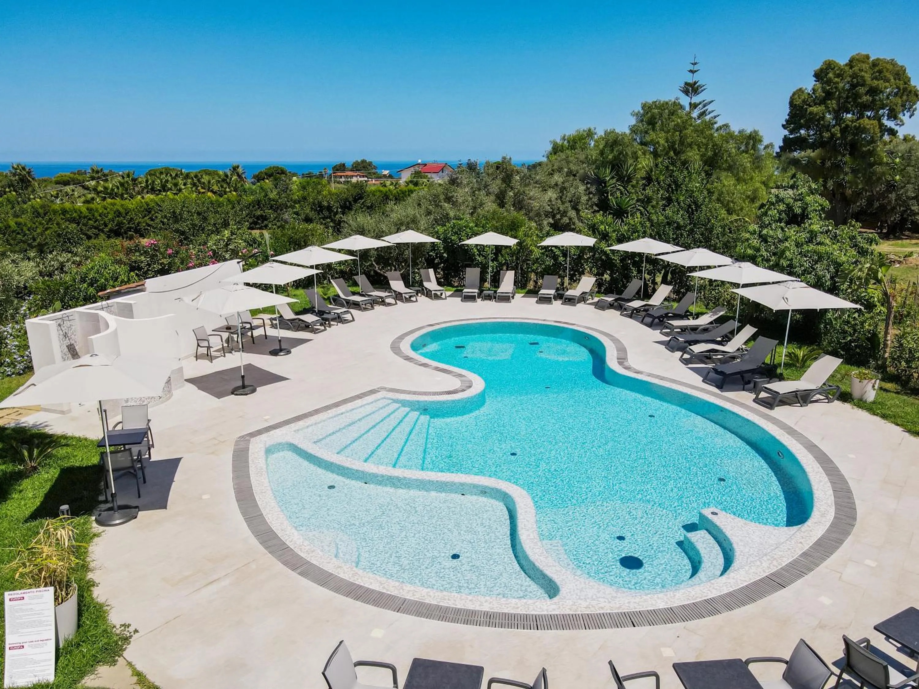 Pool view in Europa rooms and restaurant