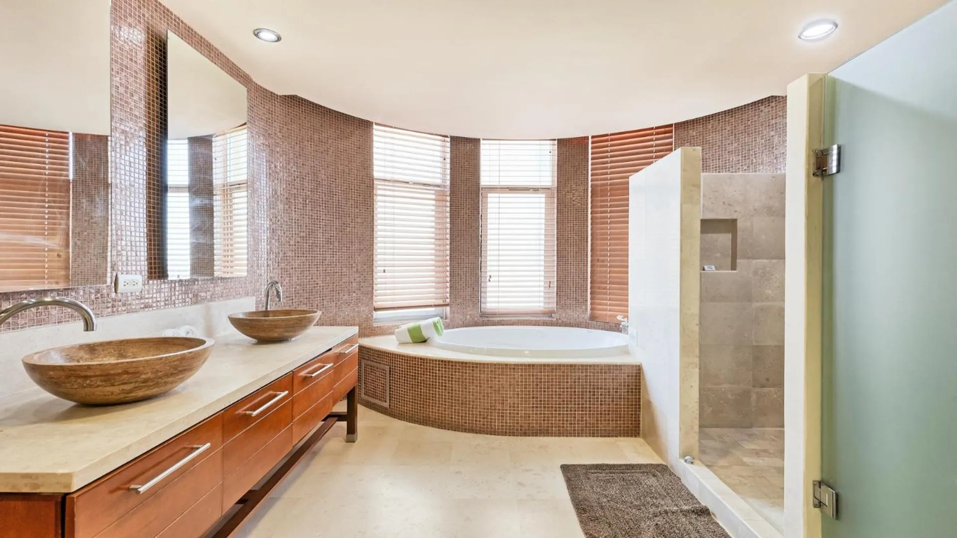 Bathroom, Bed in Encanto Living Two Bedroom Unit by Kivoya