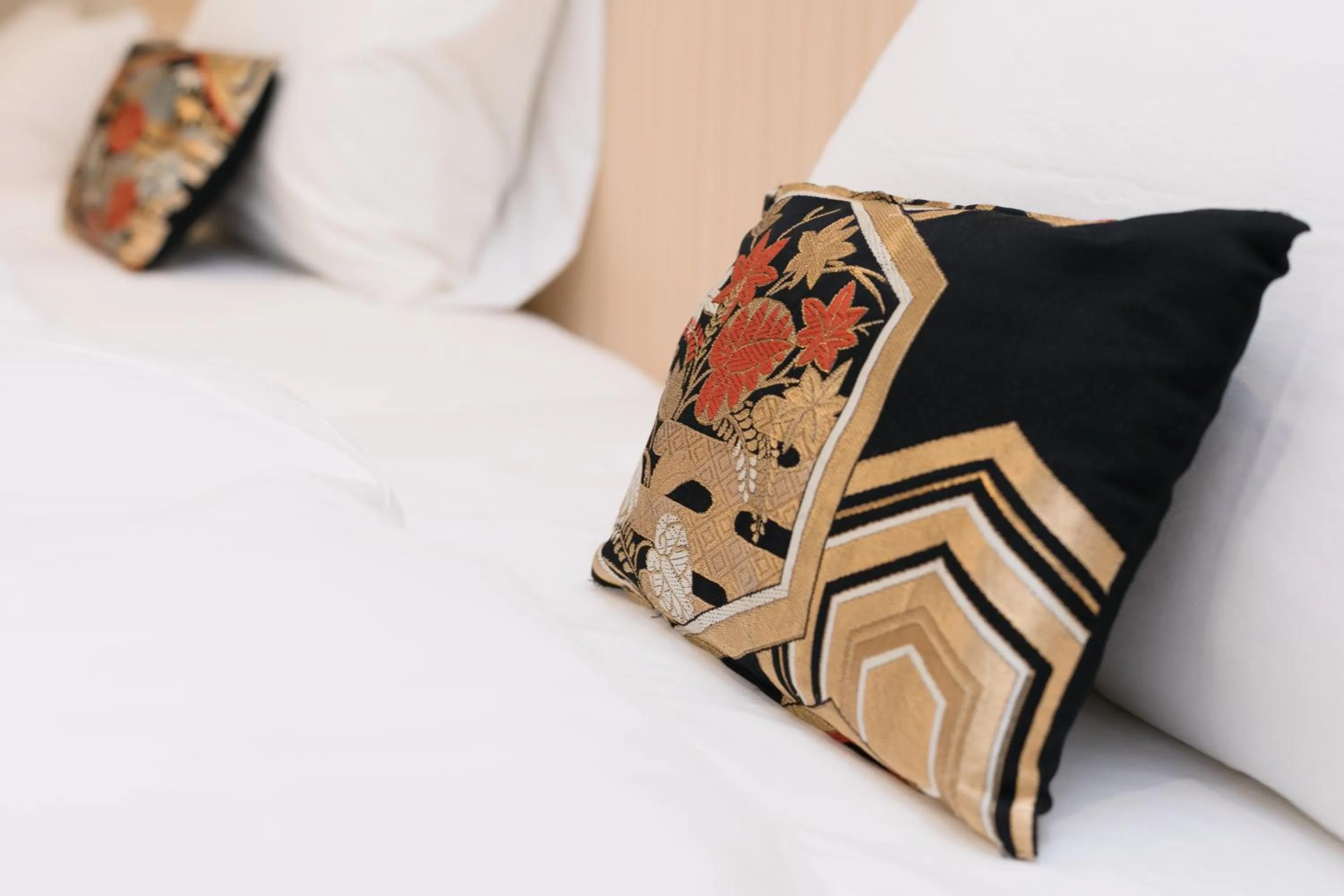 Decorative detail, Bed in Stay SAKURA Kyoto Nijo Rikyu