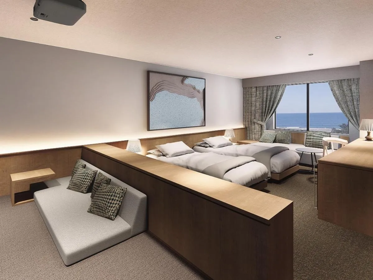 Bed in Oarai Park Hotel