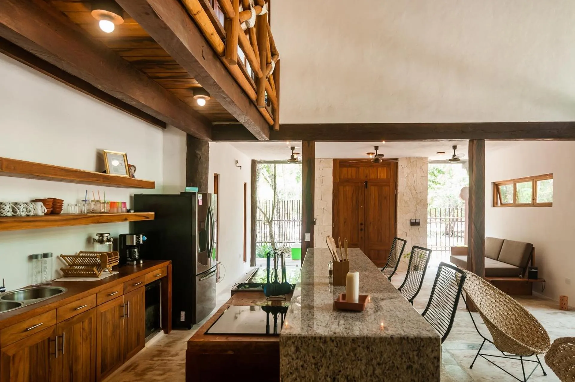 Kitchen or kitchenette in Jungle Chic Villa in Chemuyil