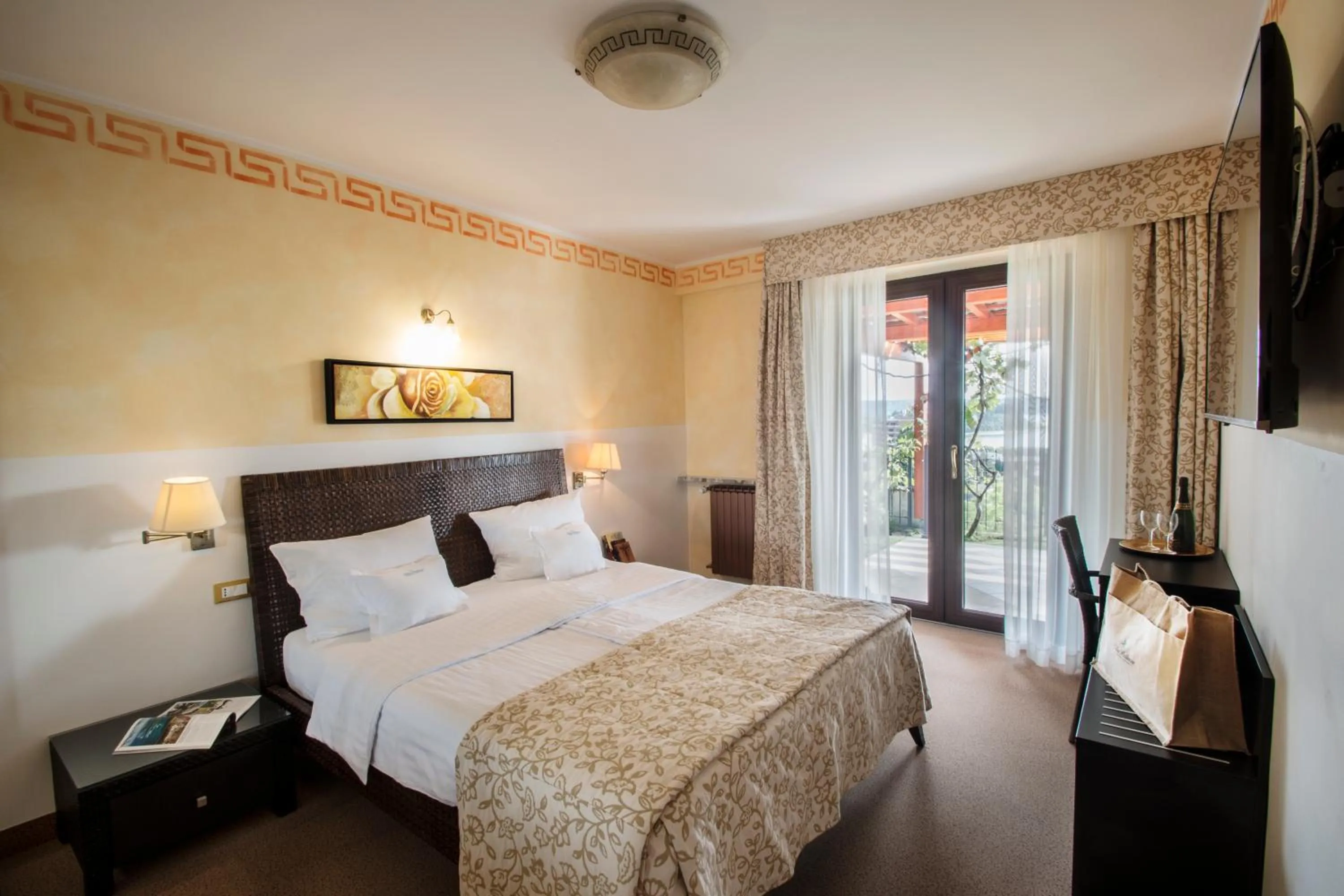 Patio, Bed in Villa Bellevue Portoroz-Portorose