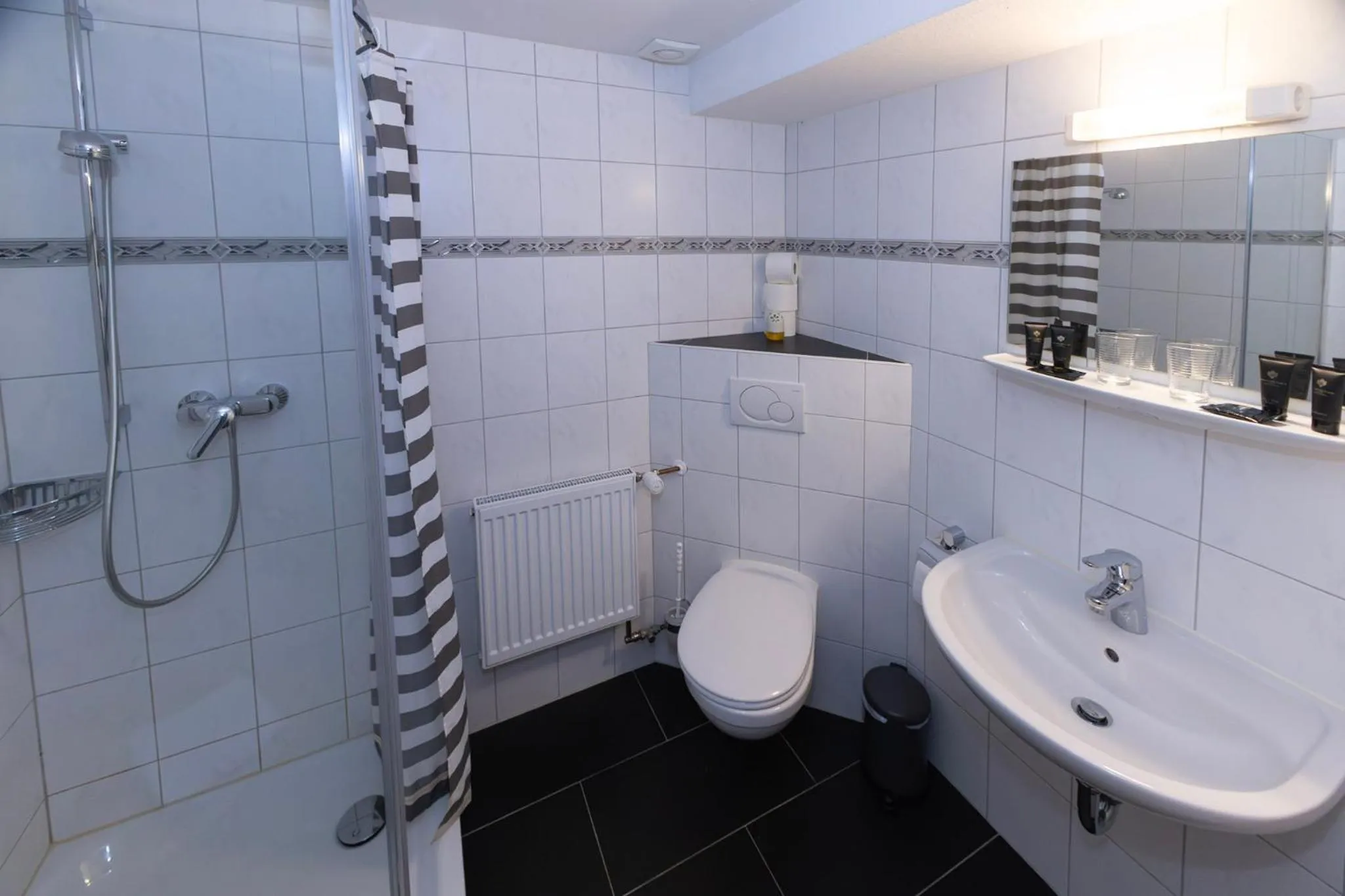 Shower in Goldiger Hirsch B&B mit Gemeinschaftsküche