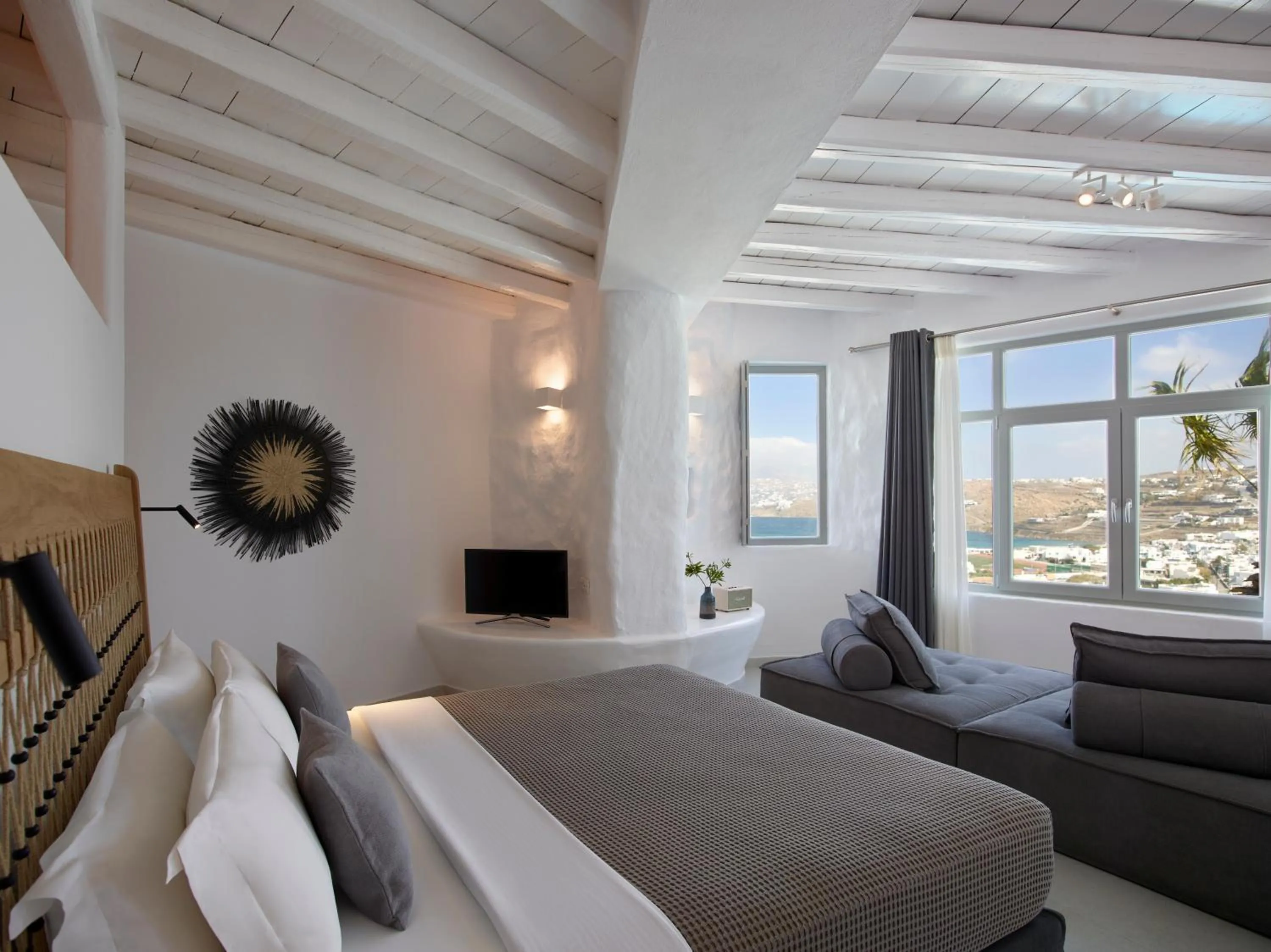 Bedroom, Bed in Kallos of Mykonos - previous Leonis Summer Houses