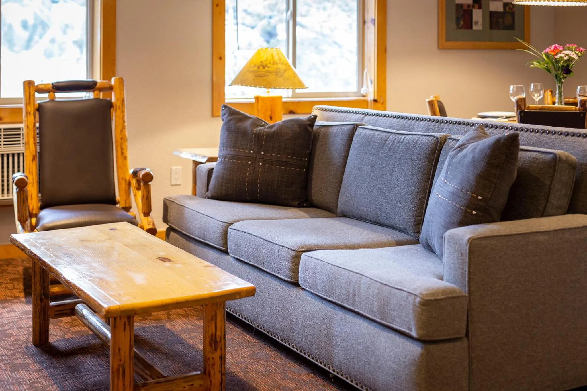 Living room in Red Wolf Lodge at Olympic Valley
