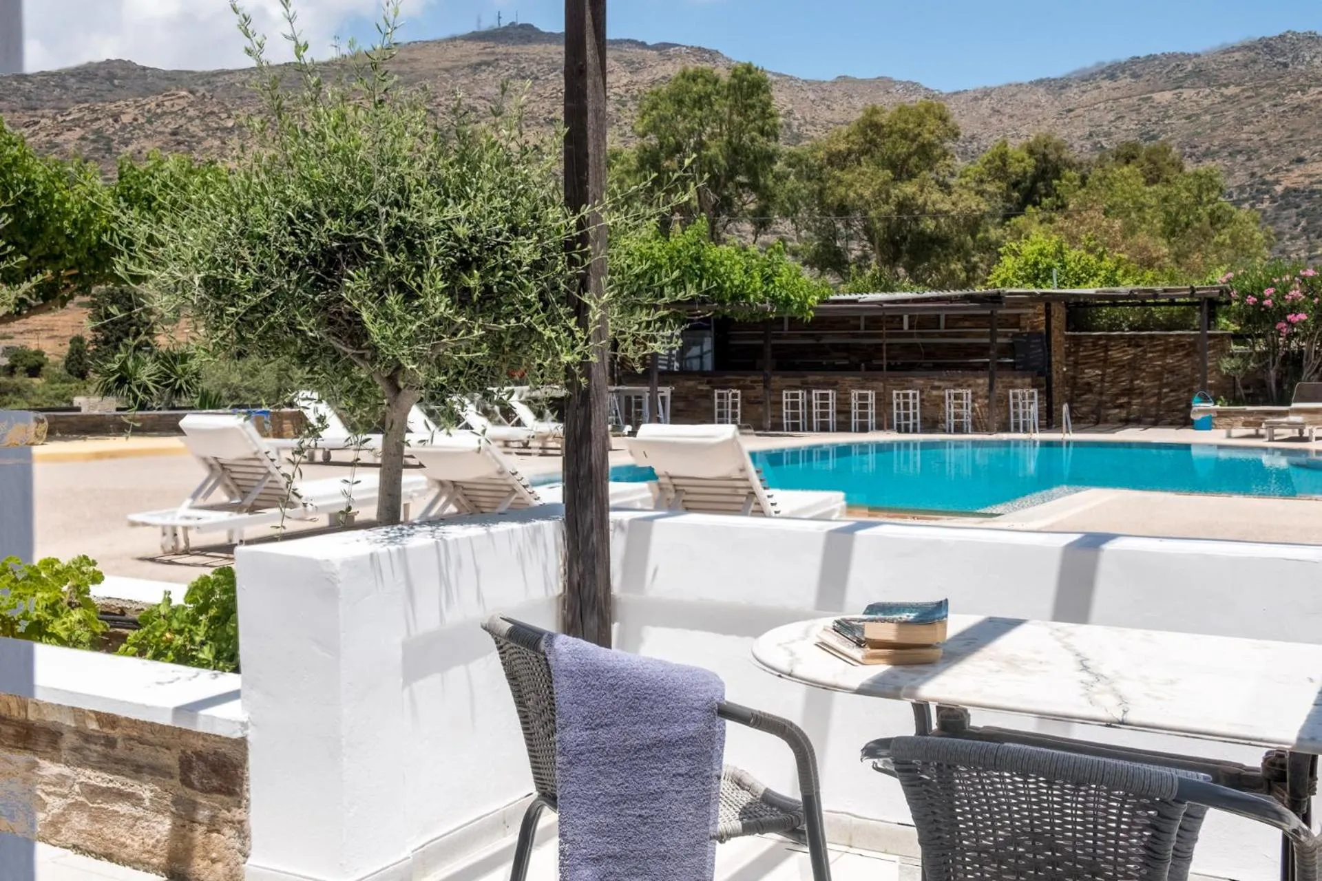 Pool view in Paradise Apartments Studios