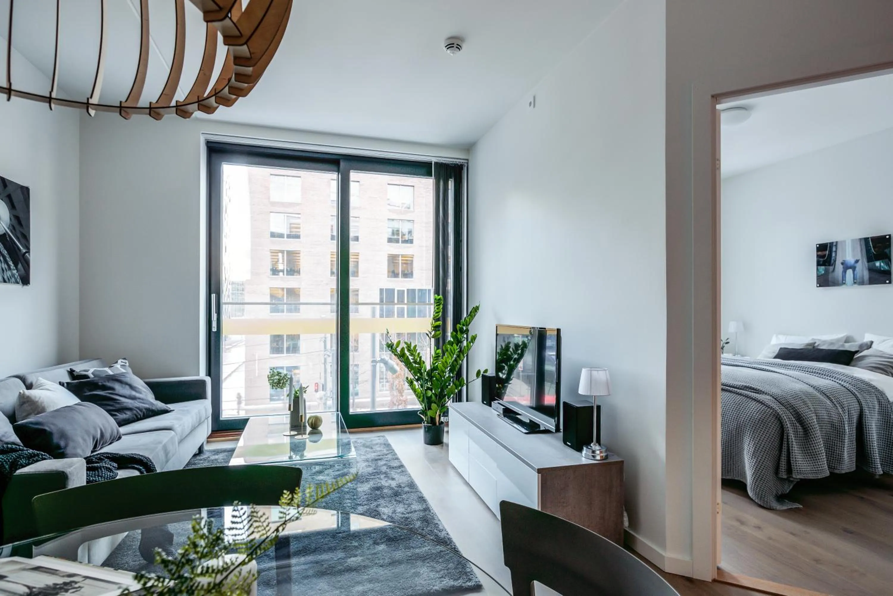 Living room, Bed in BJØRVIKA APARTMENTS, Opera Area, Oslo city center