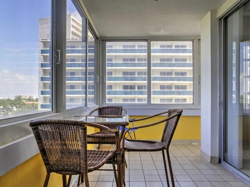 Balcony/Terrace in Oceanview on SAND located in Ocean Manor Resort Fort Lauderdale Beach 2 bed 2 bath spacious corner unit partial ocean view