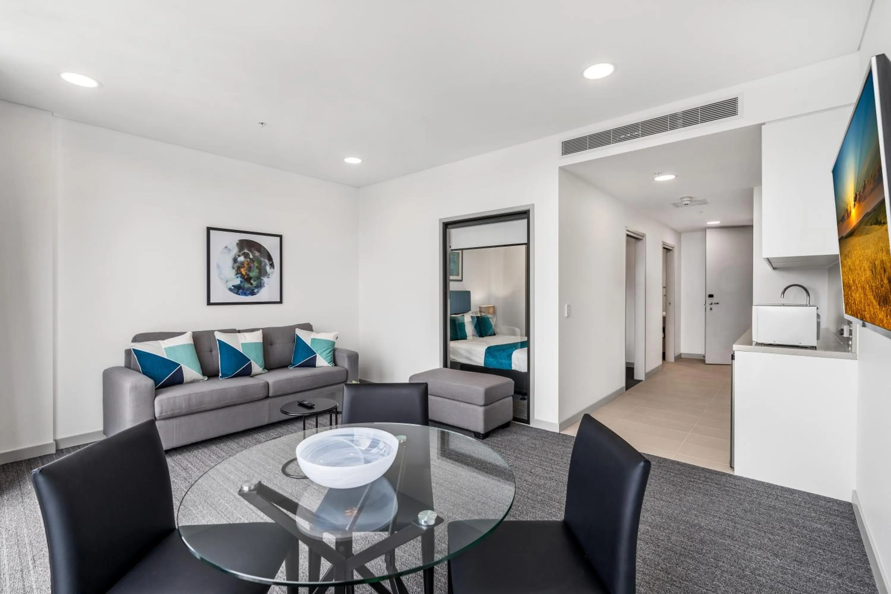 Seating area in Essence Suites Taringa