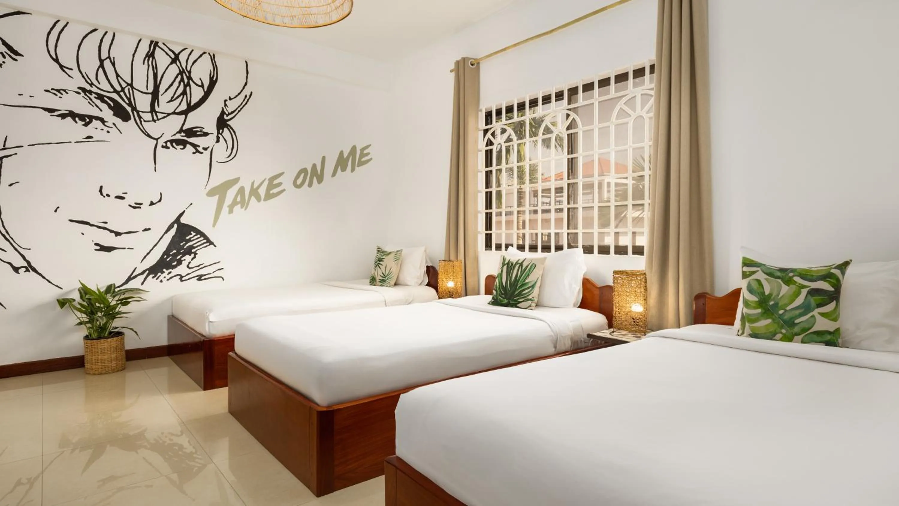 Decorative detail, Bed in Babel Siem Reap Guesthouse