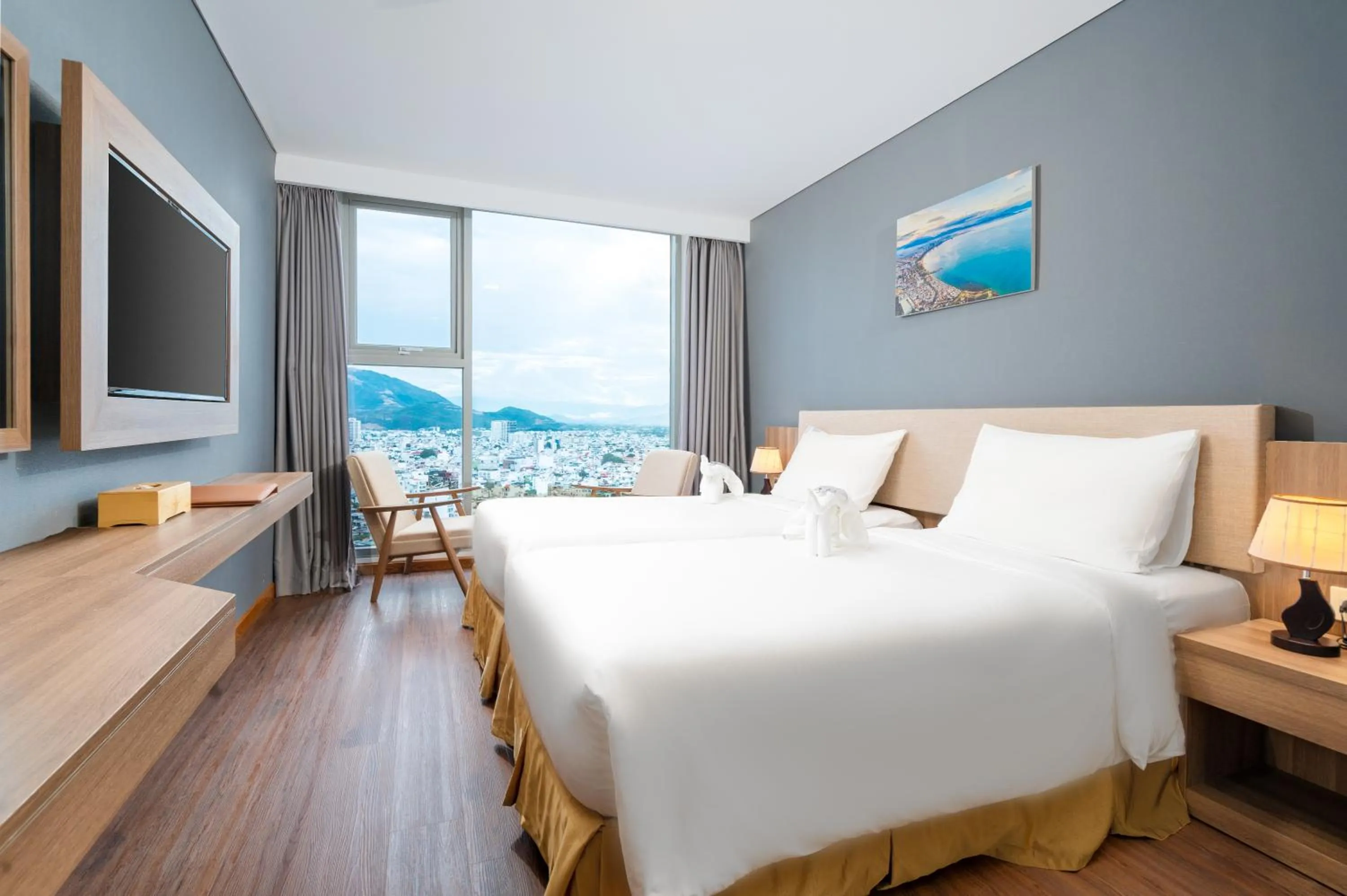 View (from property/room), Bed in Libra Hotel Nha Trang