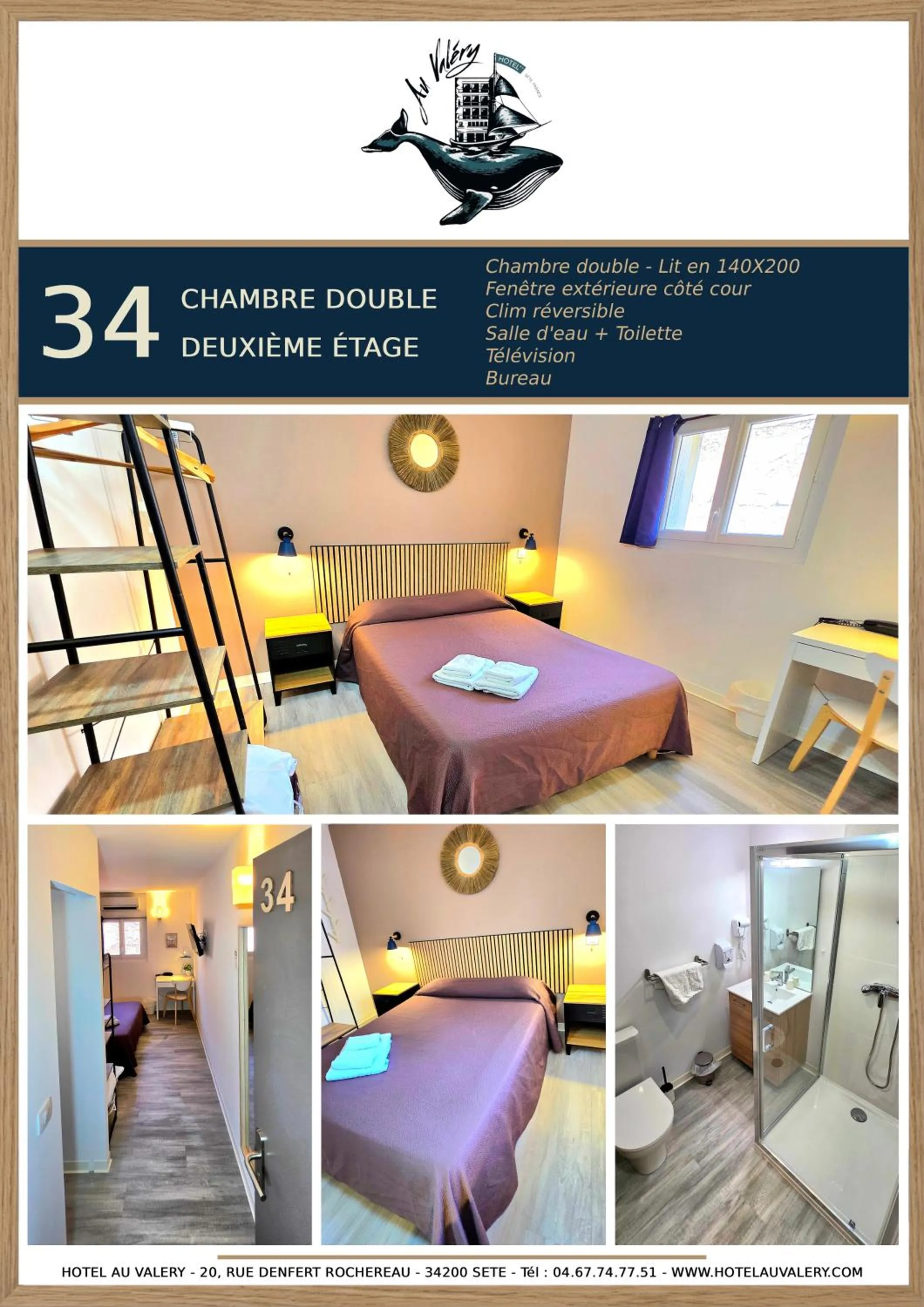 Shower, Bed in Hôtel Au Valéry