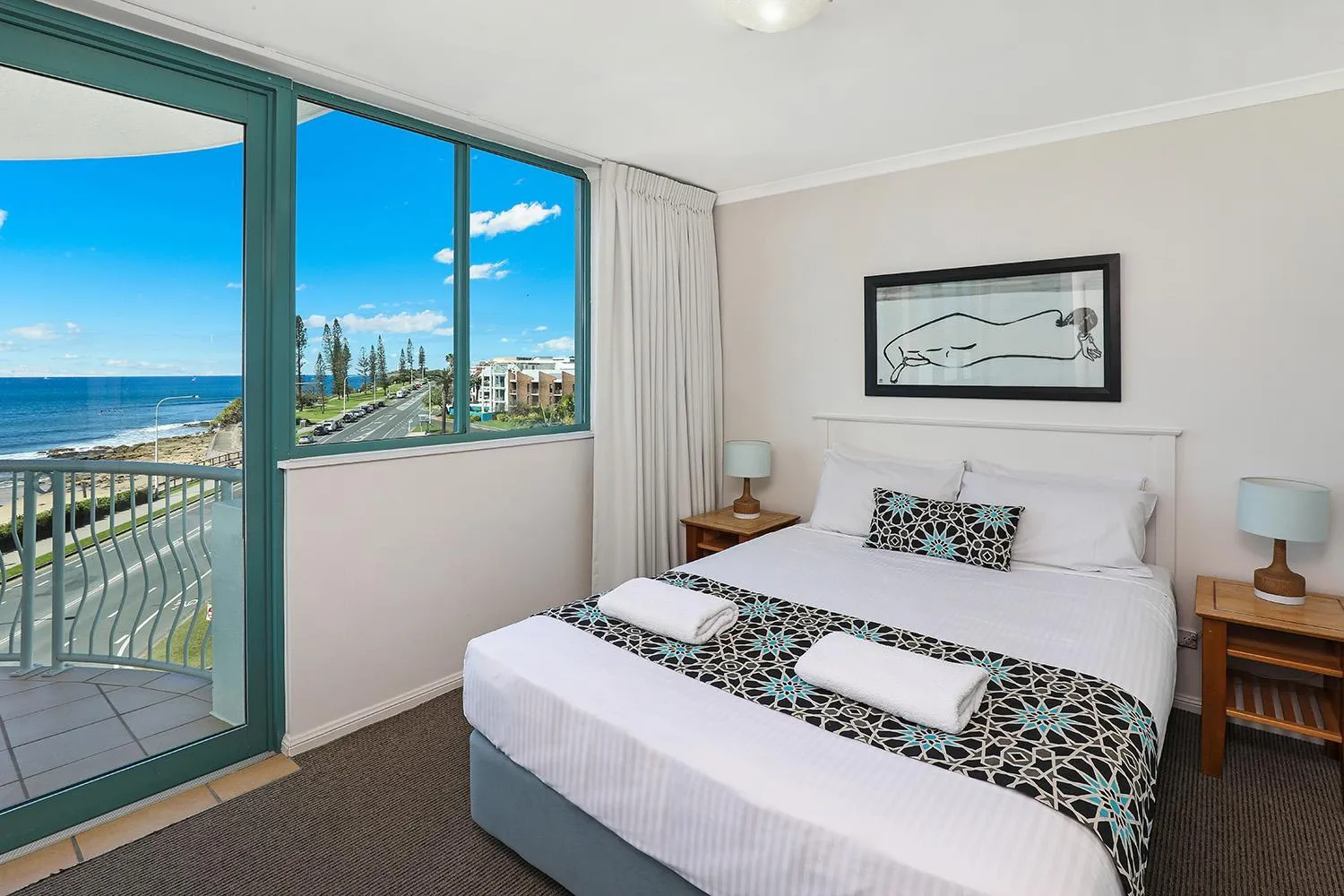 Bedroom, Bed in Grand Palais Boolarong Beachside Apartments