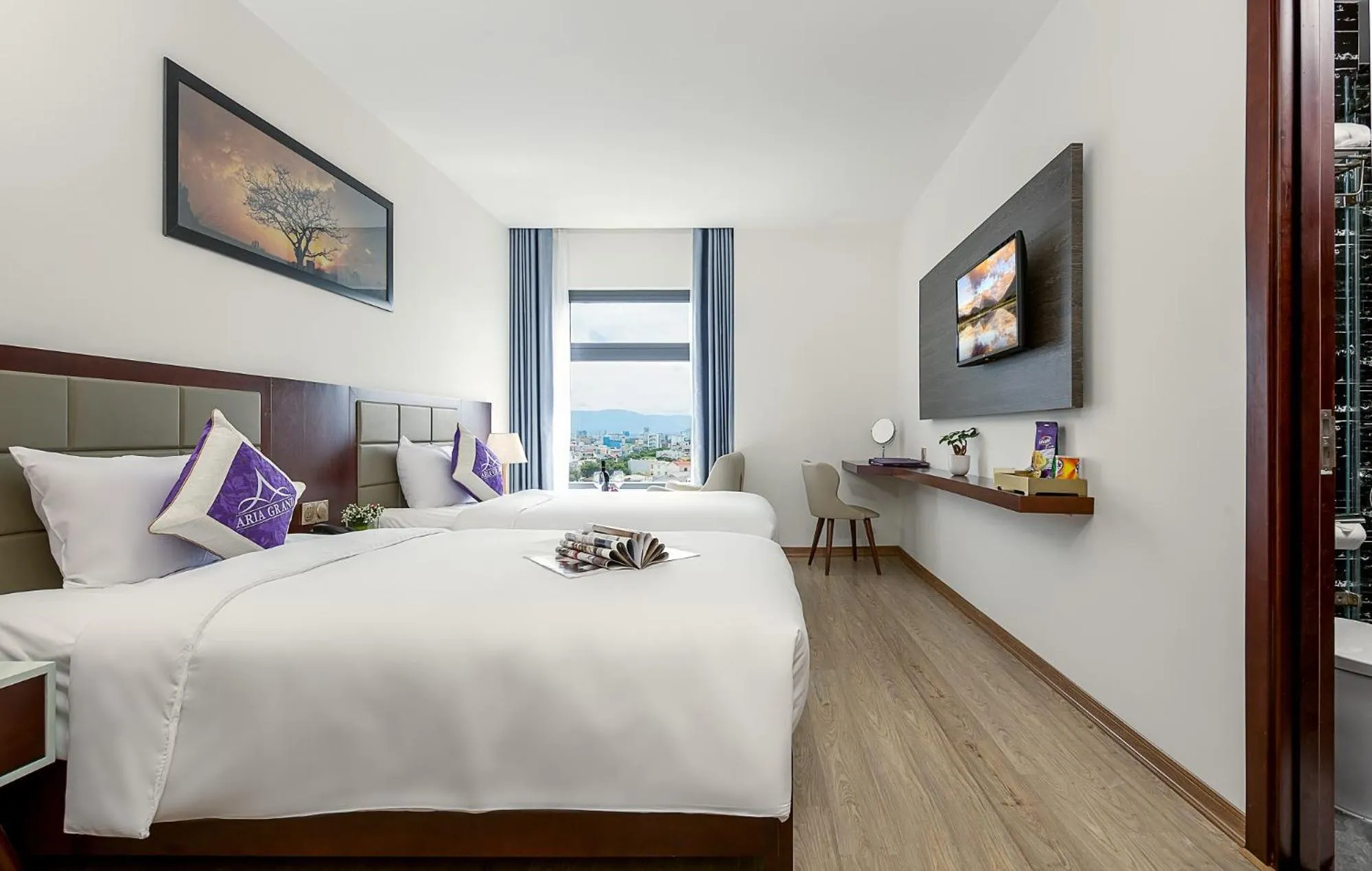 View (from property/room), Bed in Aria Grand Hotel & Spa