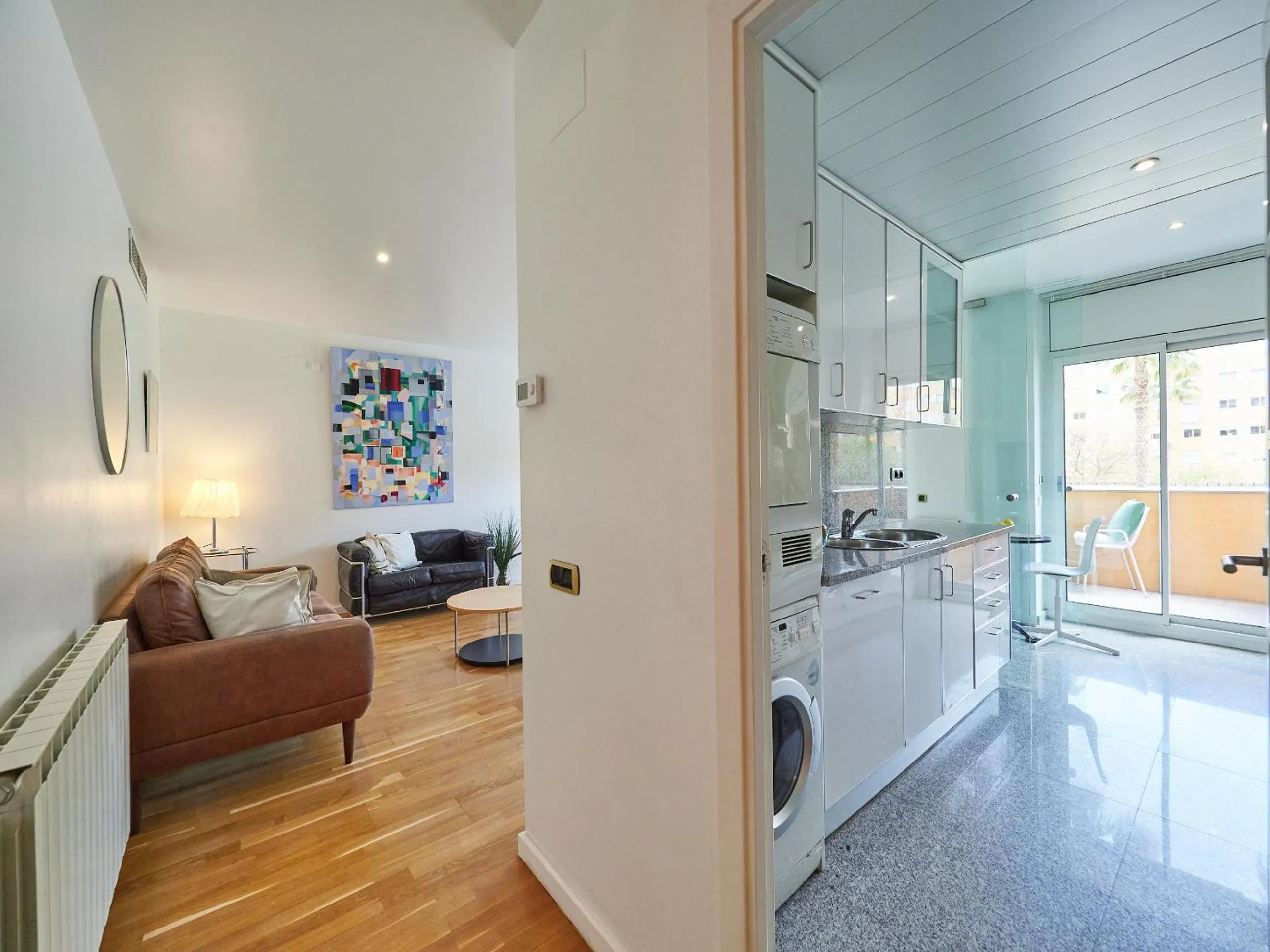 Kitchen or kitchenette in BarcelonaForRent Vila Olimpica Pool Suites