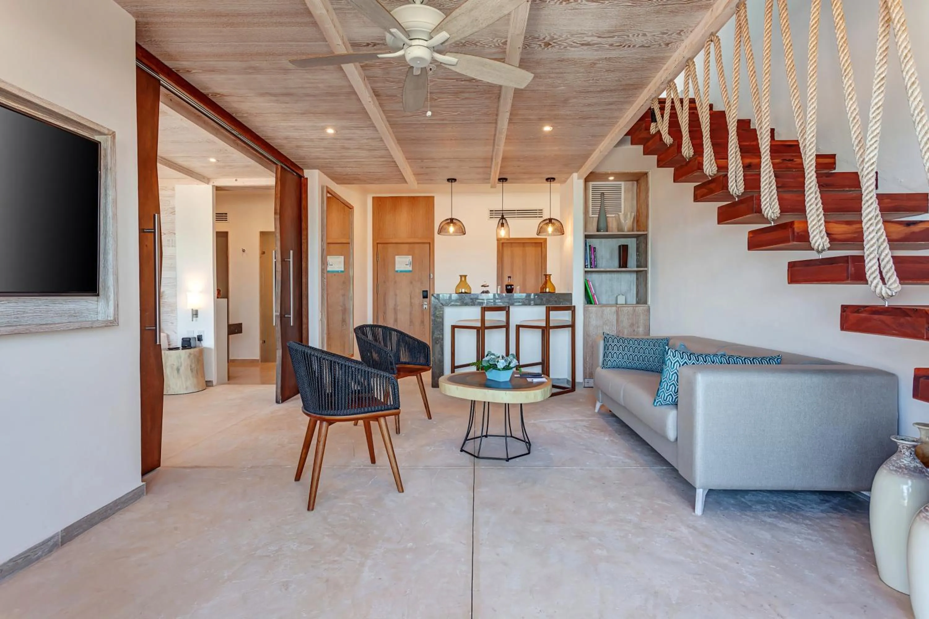 Living room in Mystique Holbox by Royalton, A Tribute Portfolio Resort