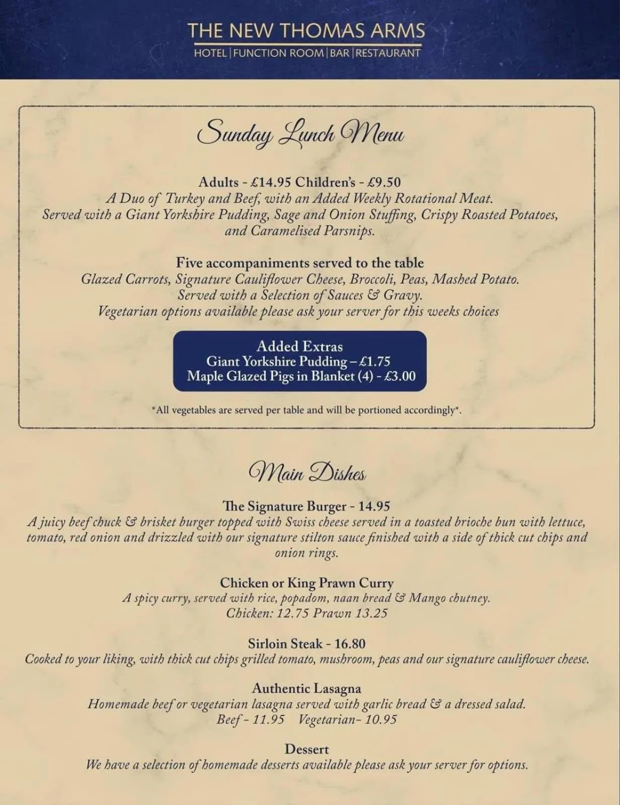 Restaurant/places to eat in Thomas Arms Hotel