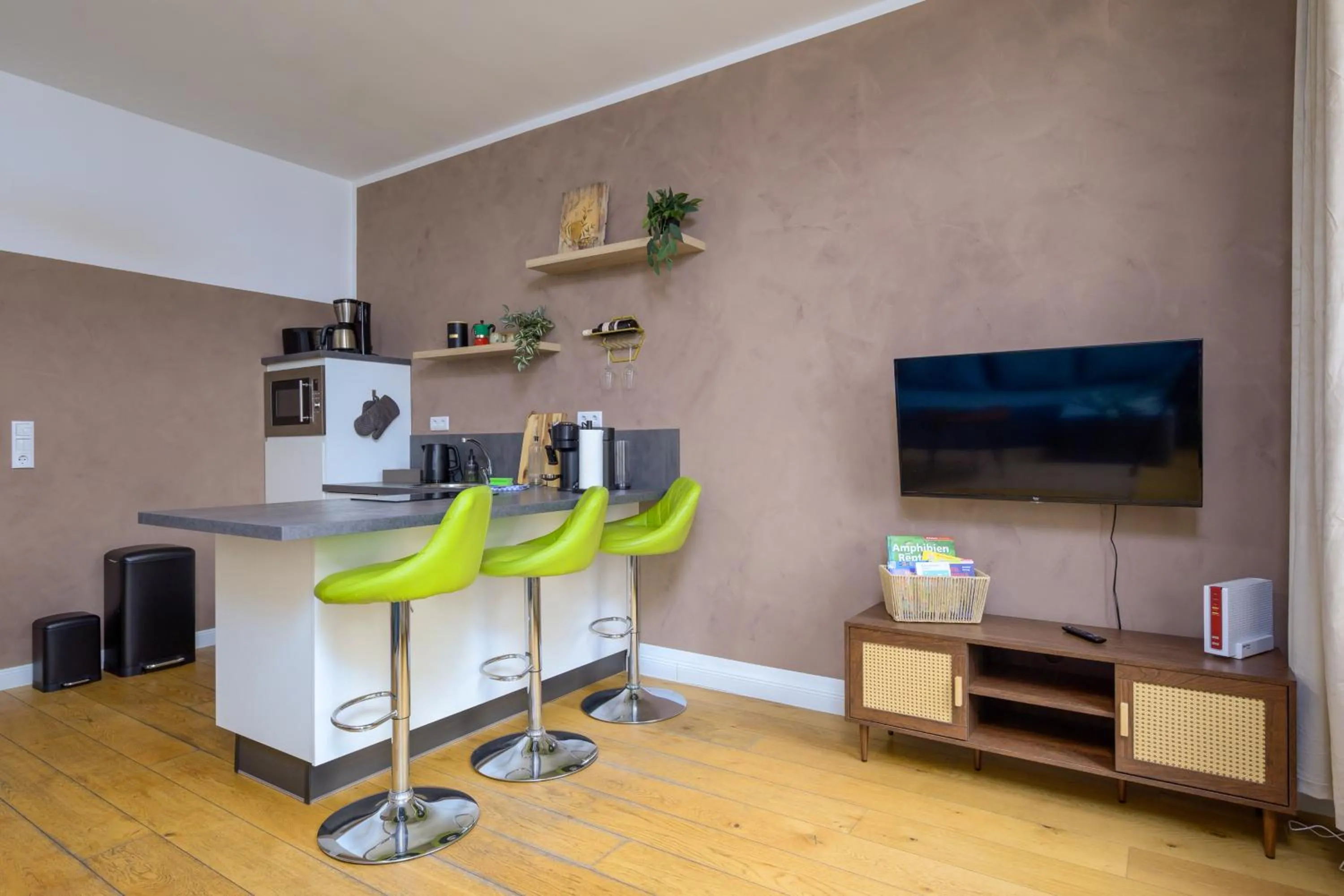 Kitchen or kitchenette in Apartments an der Arena Leipzig