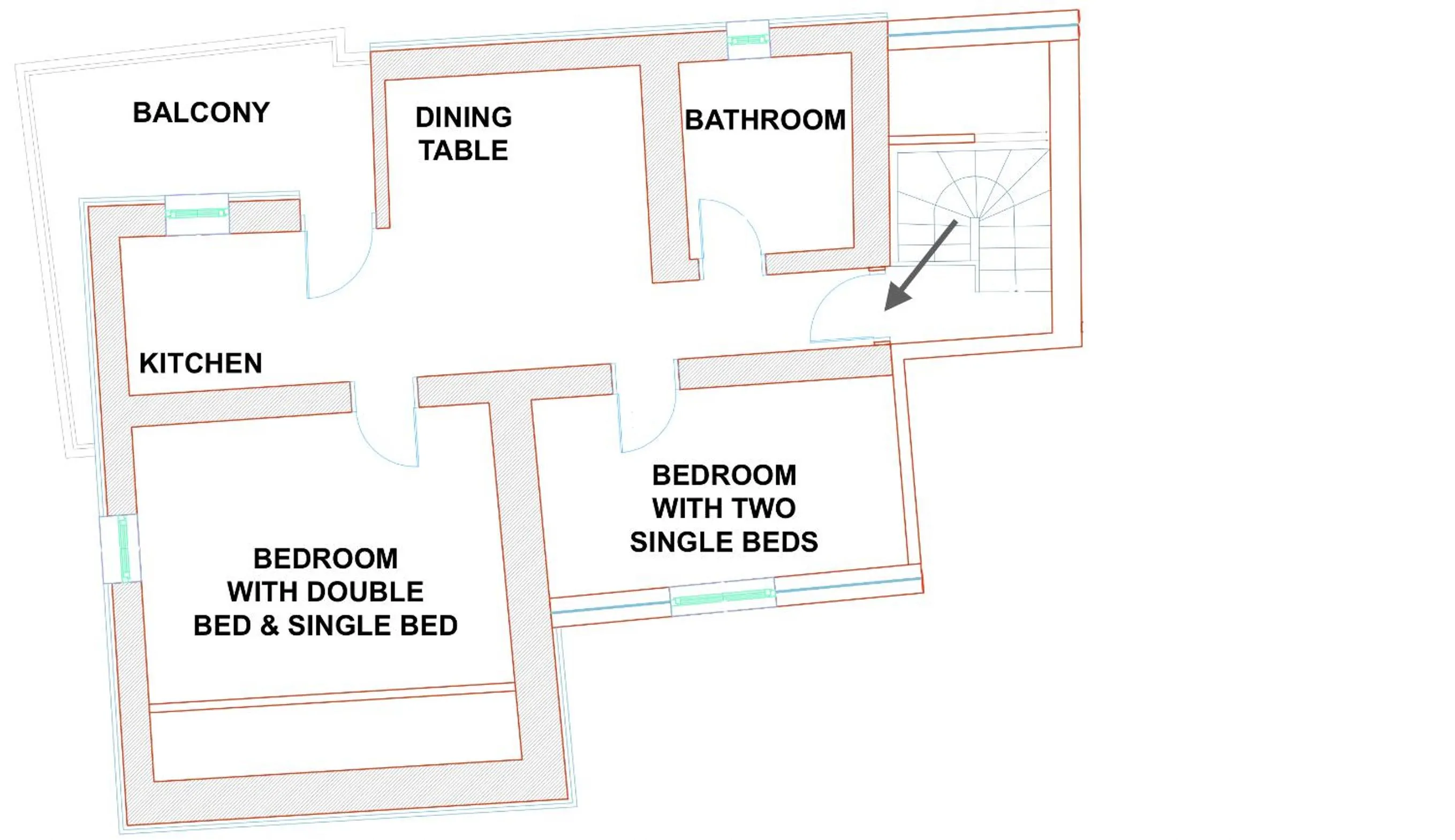 Floor plan in 1861 Blejka apartments Bled