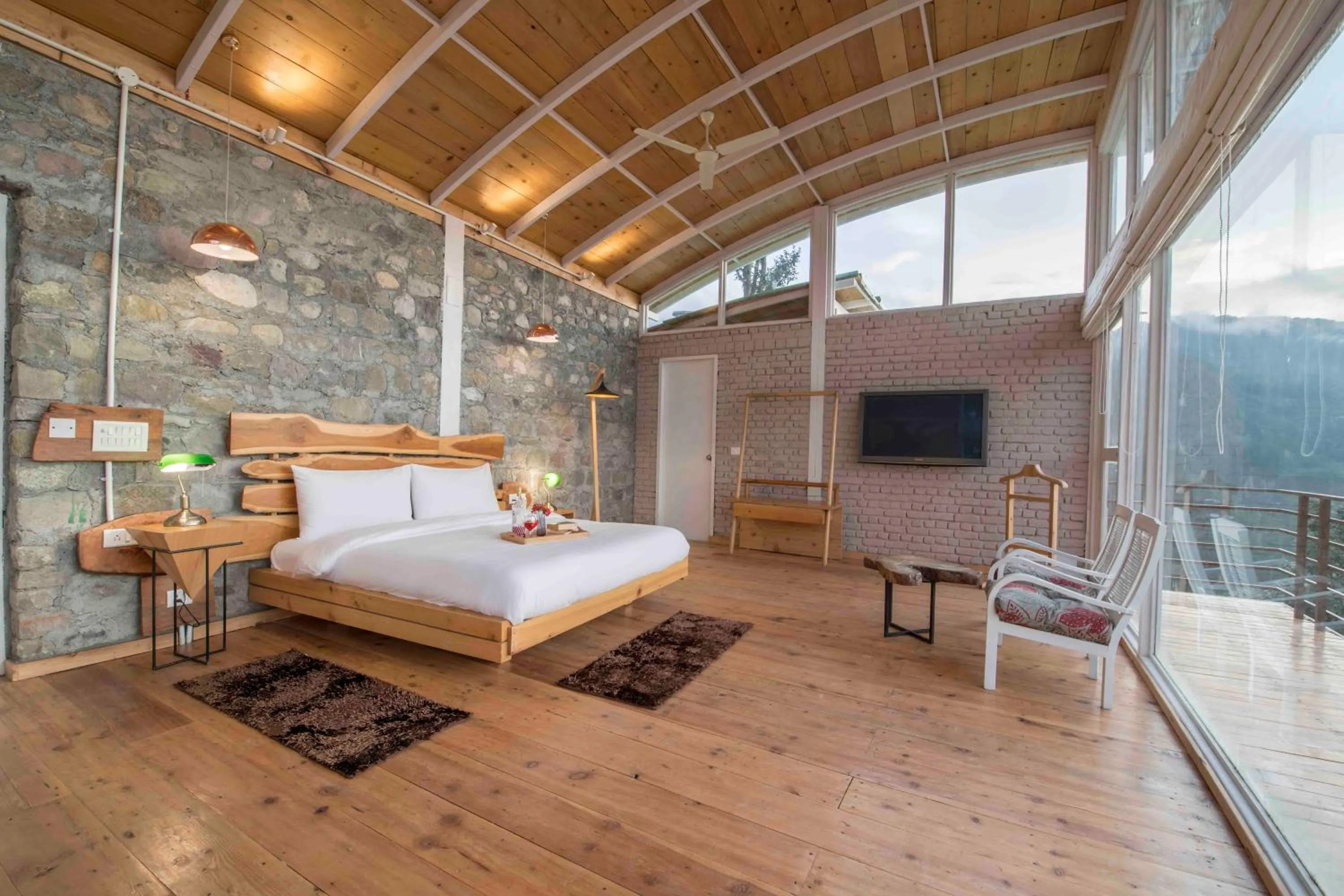 Bedroom, Bed in Seclude Ramgarh Cliff's edge