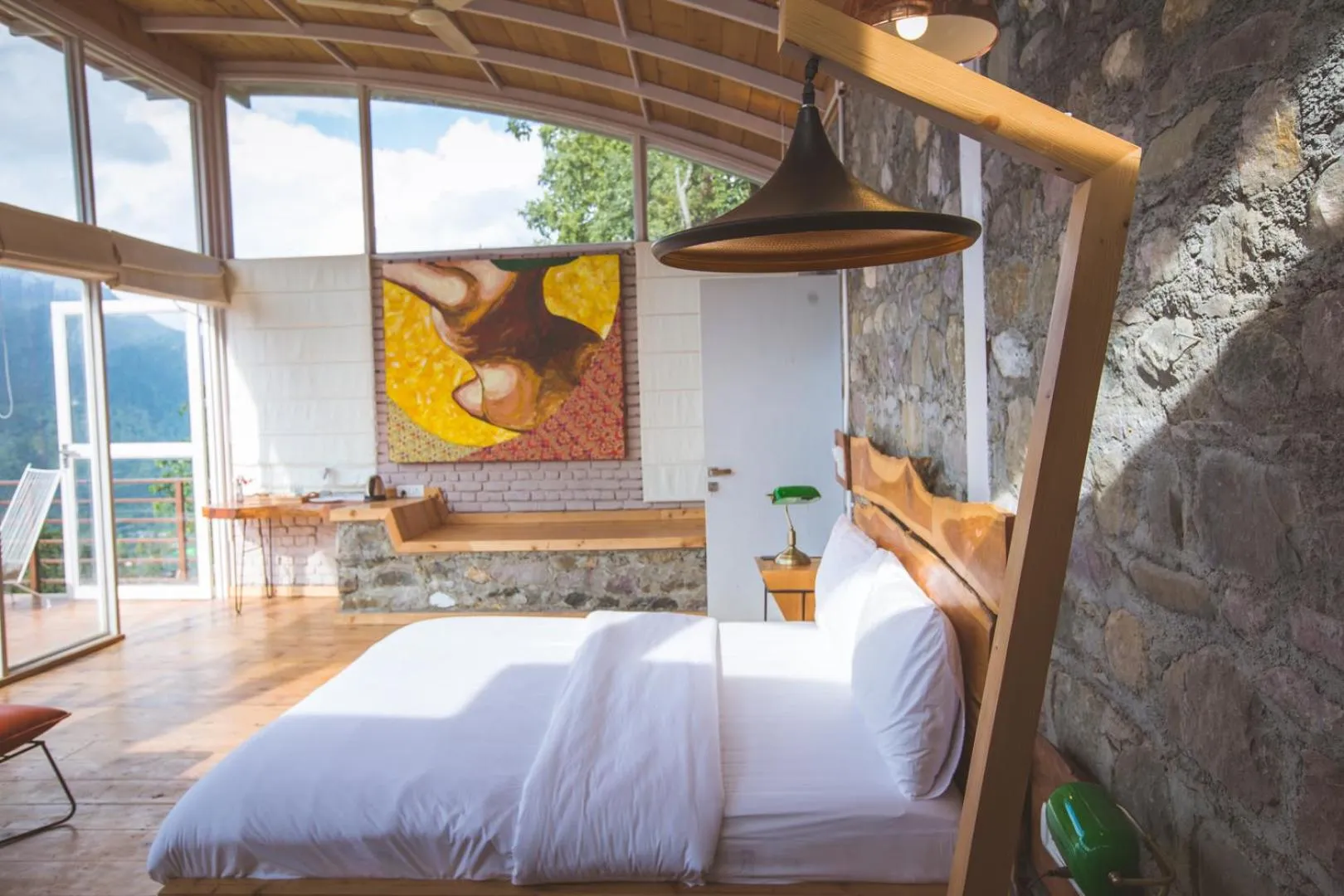 Bedroom, Bed in Seclude Ramgarh Cliff's edge